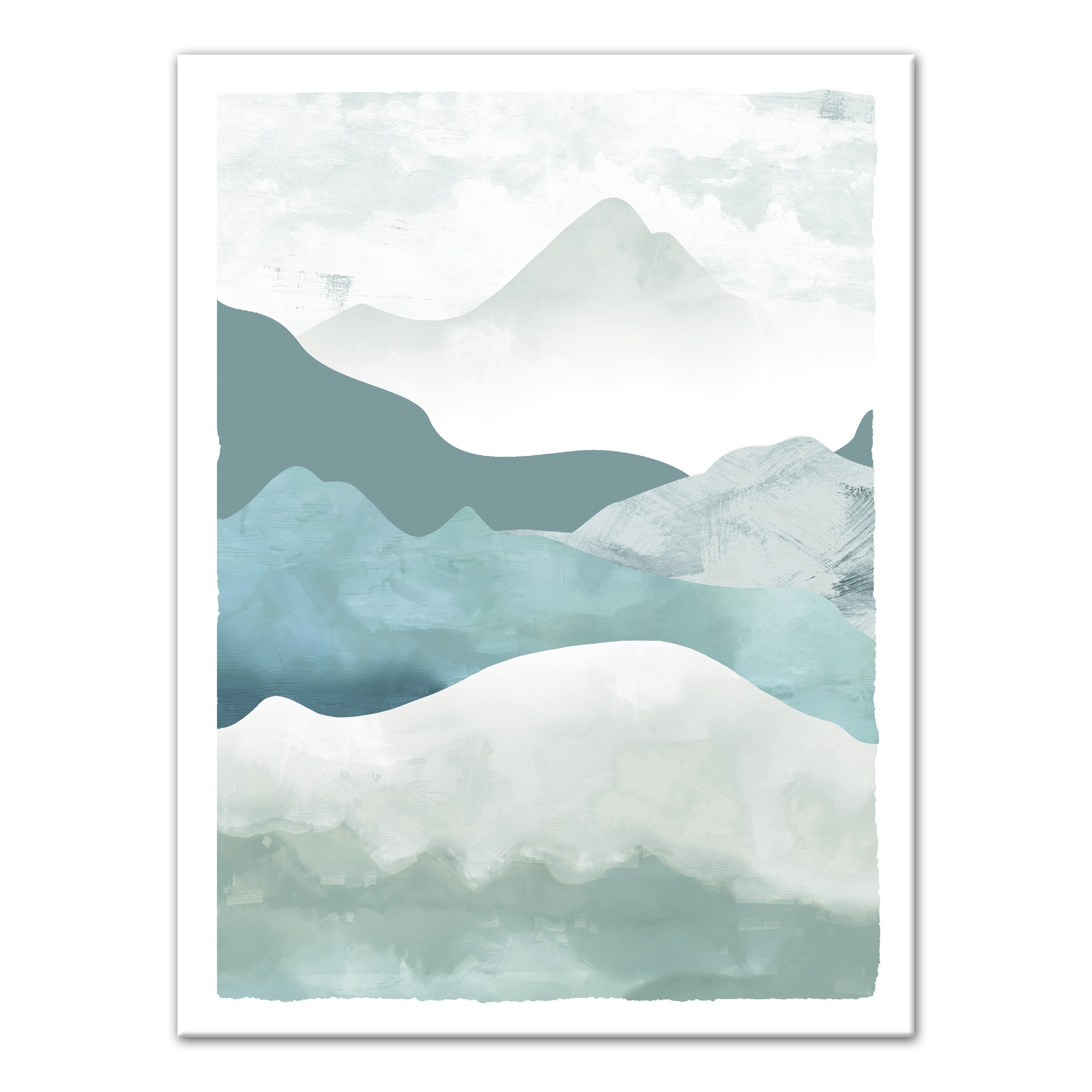 Abstract Cool Toned Mountians Landscape Wall Art