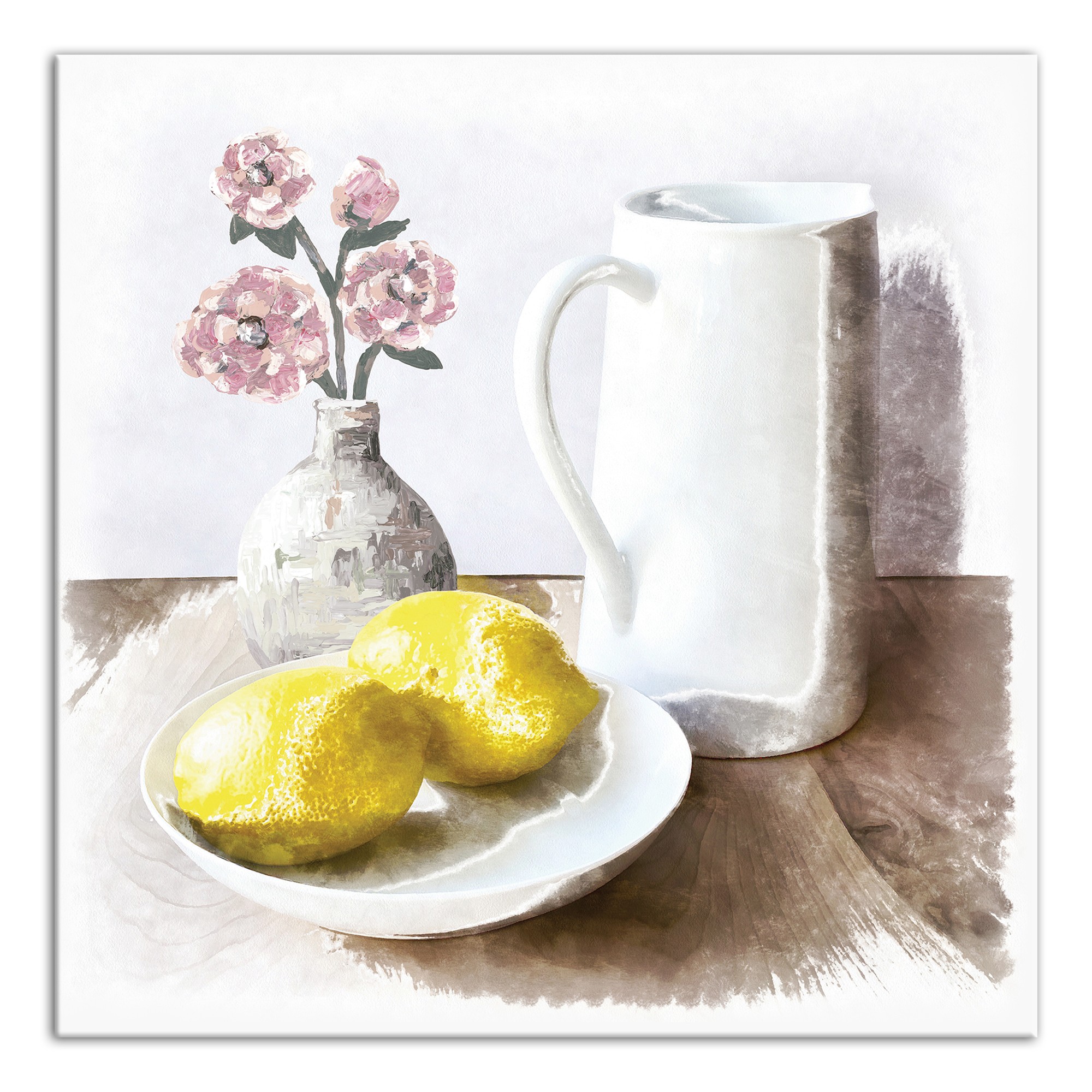Lemon Pitcher and Flowers Wall Art