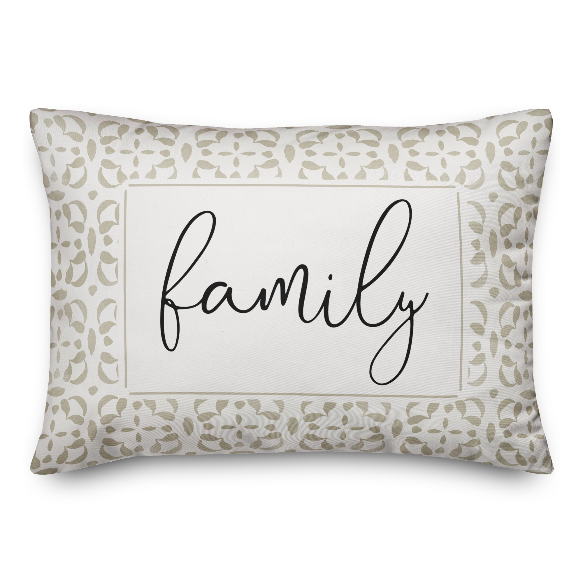 Family Watercolor Khaki 14x20 Indoor / Outdoor Pillow