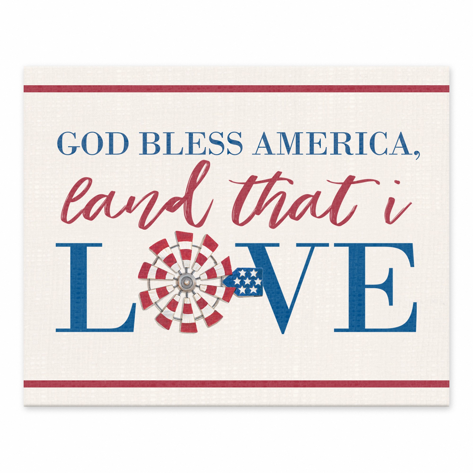 God Bless America Windmill 8x10 Tabletop Canvas