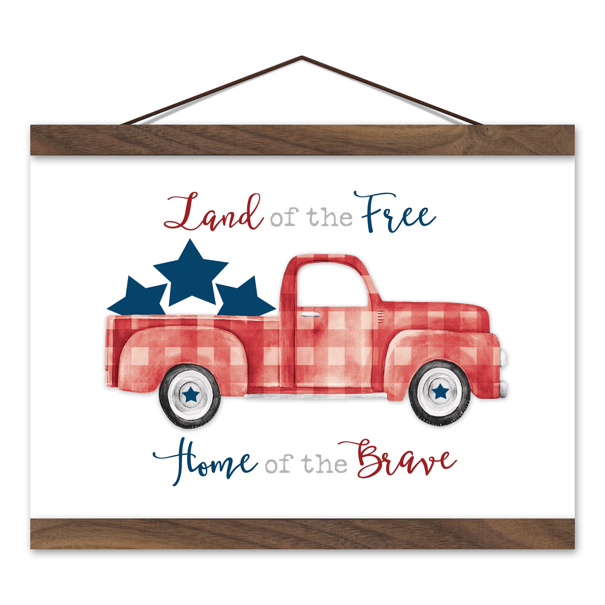 American Plaid Truck 12x8 Teak Hanging Canvas