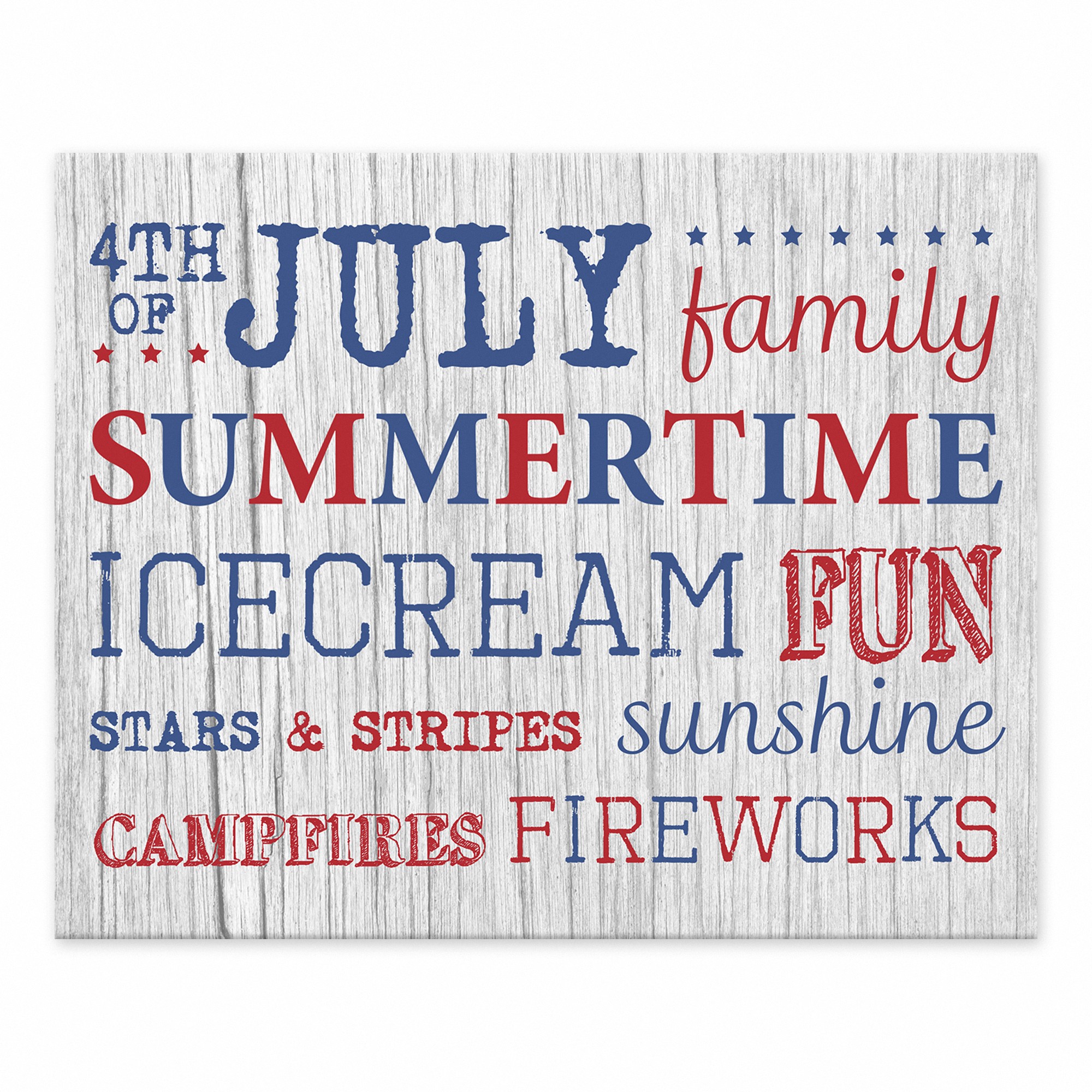 Fun Fourth of July Words 8x10 Tabletop Canvas