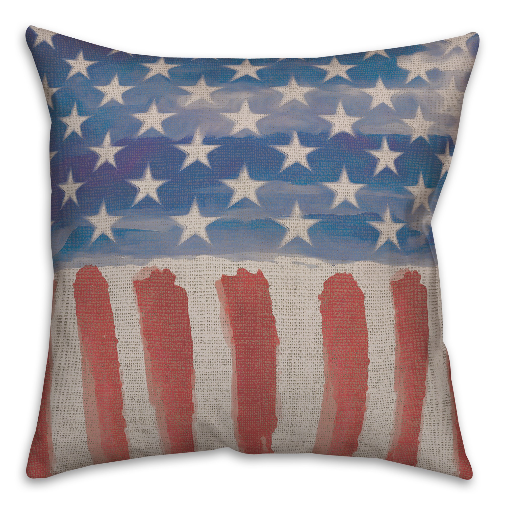 Burlap Watercolor Flag 18x18 Spun Poly Pillow