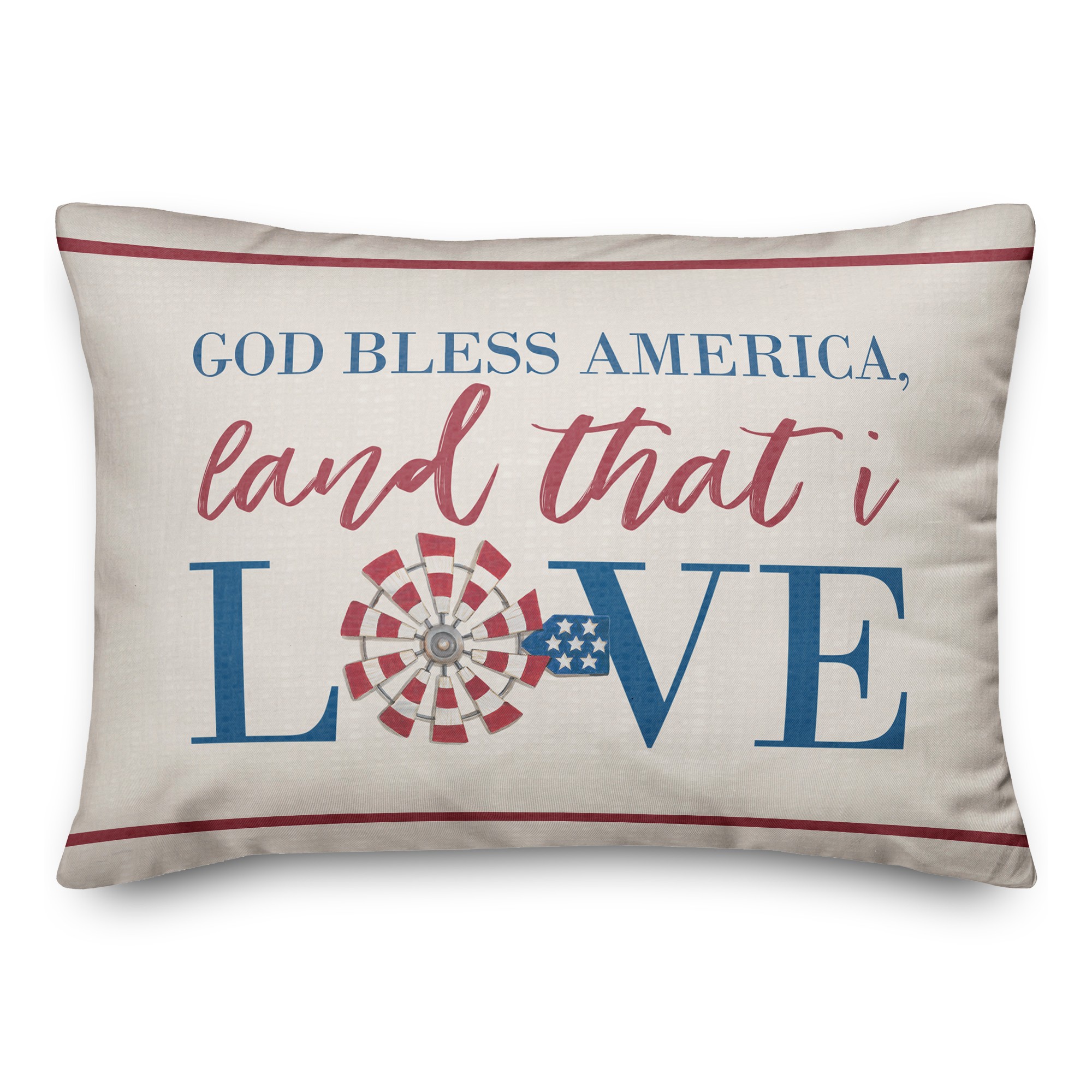 God Bless America Windmill 14x20 Spun Poly Pillow