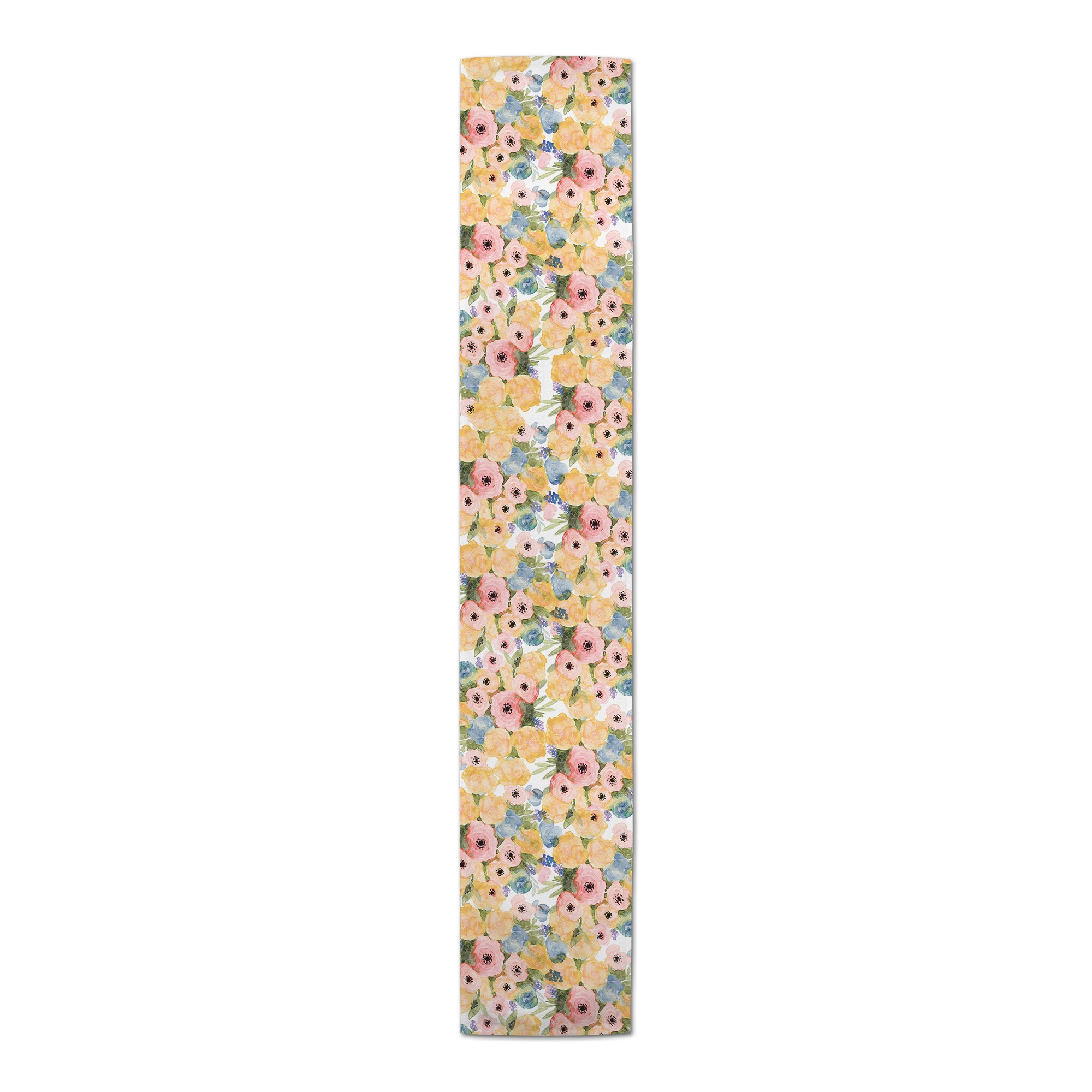 Pink and Yellow Watercolor Florals Runner