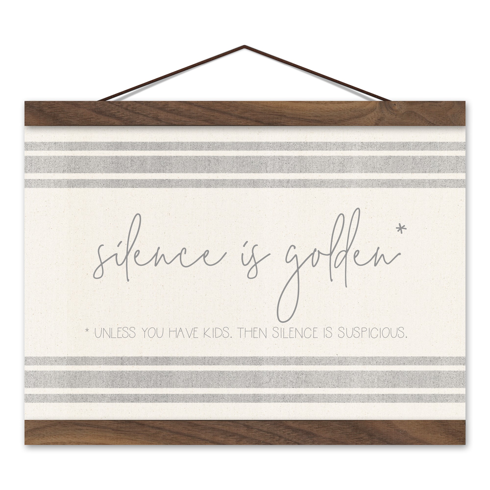 Golden Silence Stripes 12x8 Teak Hanging Canvas