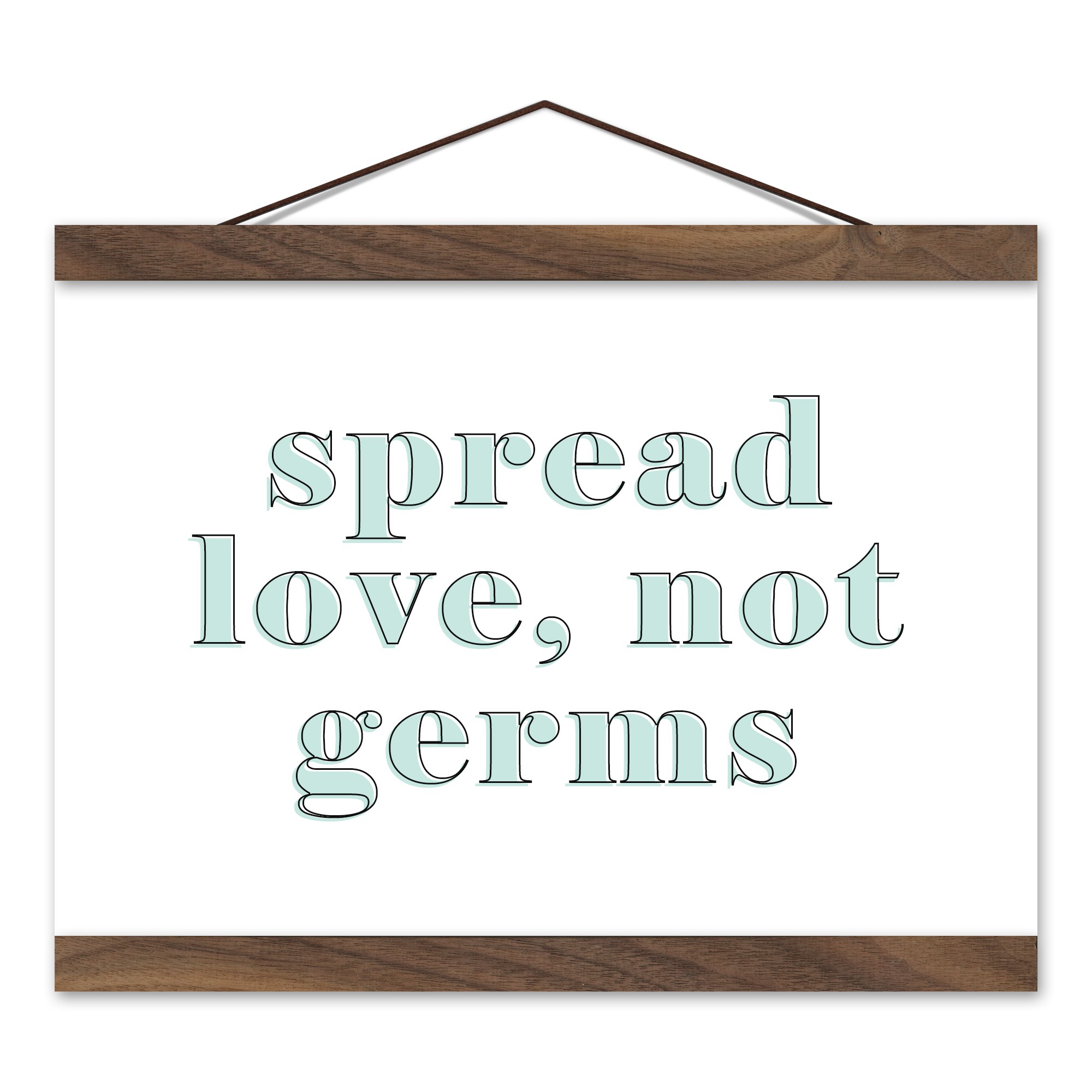 Spread Love Not Germs 12x8 Teak Hanging Canvas