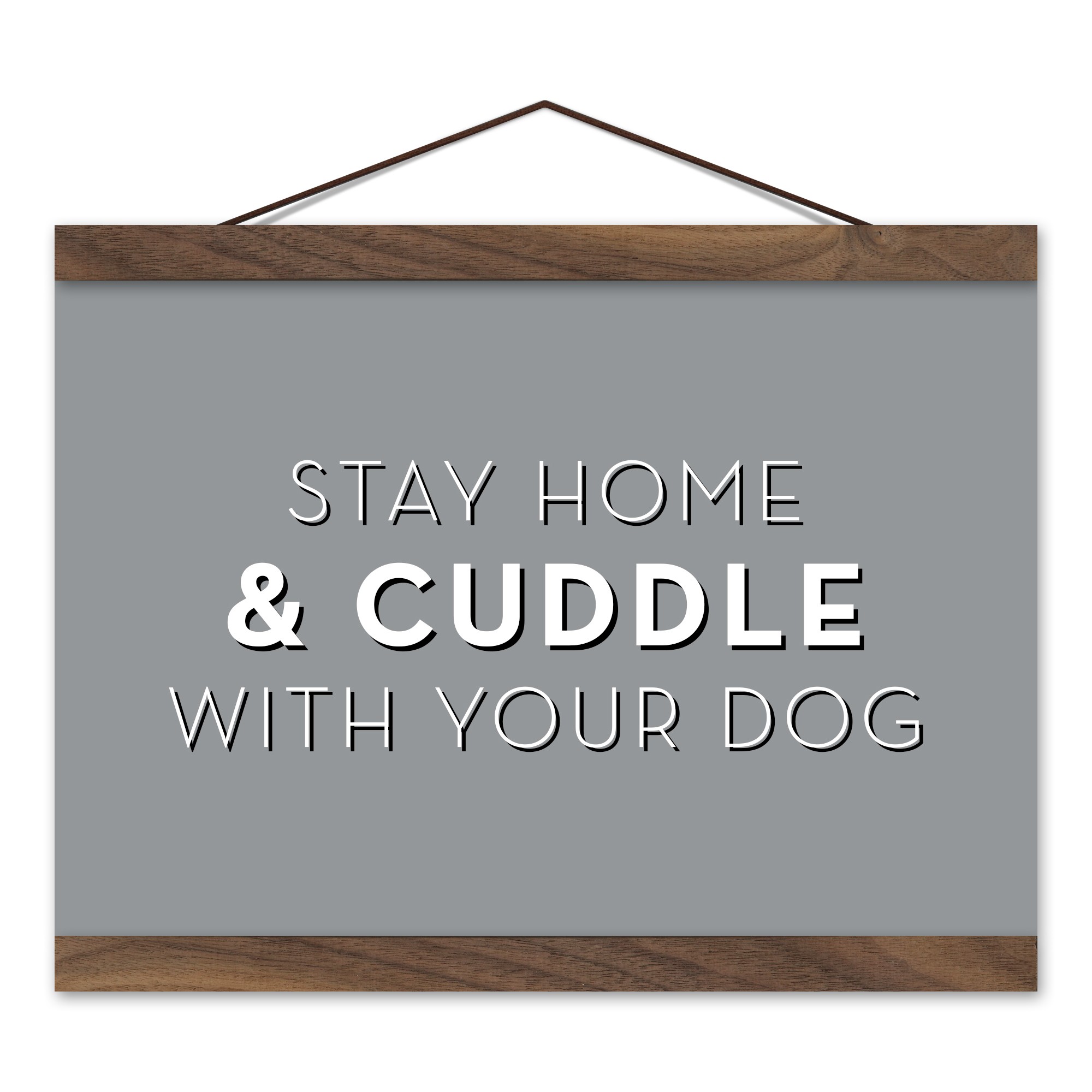 Stay Home and Cuddle 12x8 Teak Hanging Canvas