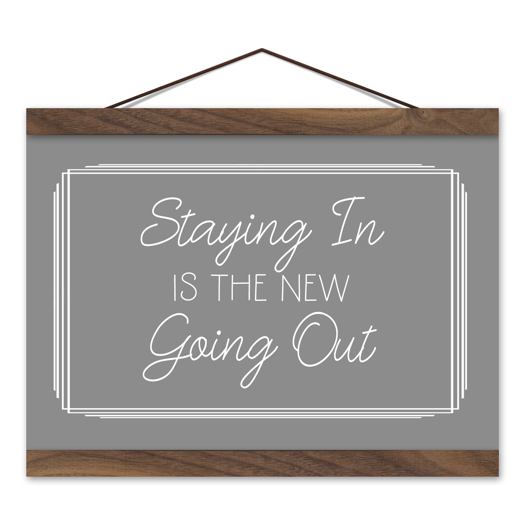 Staying In 12x8 Teak Hanging Canvas