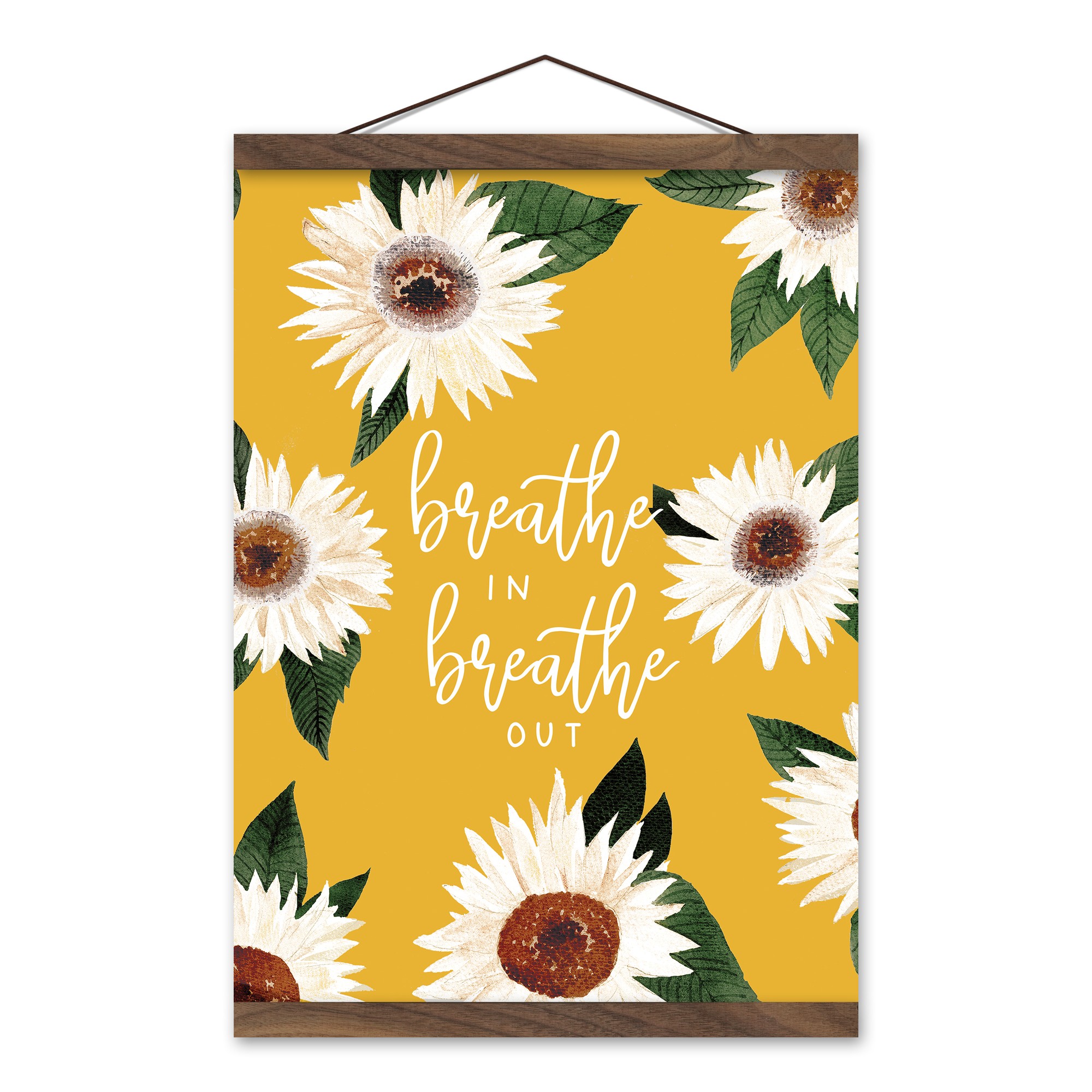 Breathe In Breathe Out 12x16 Teak Hanging Canvas