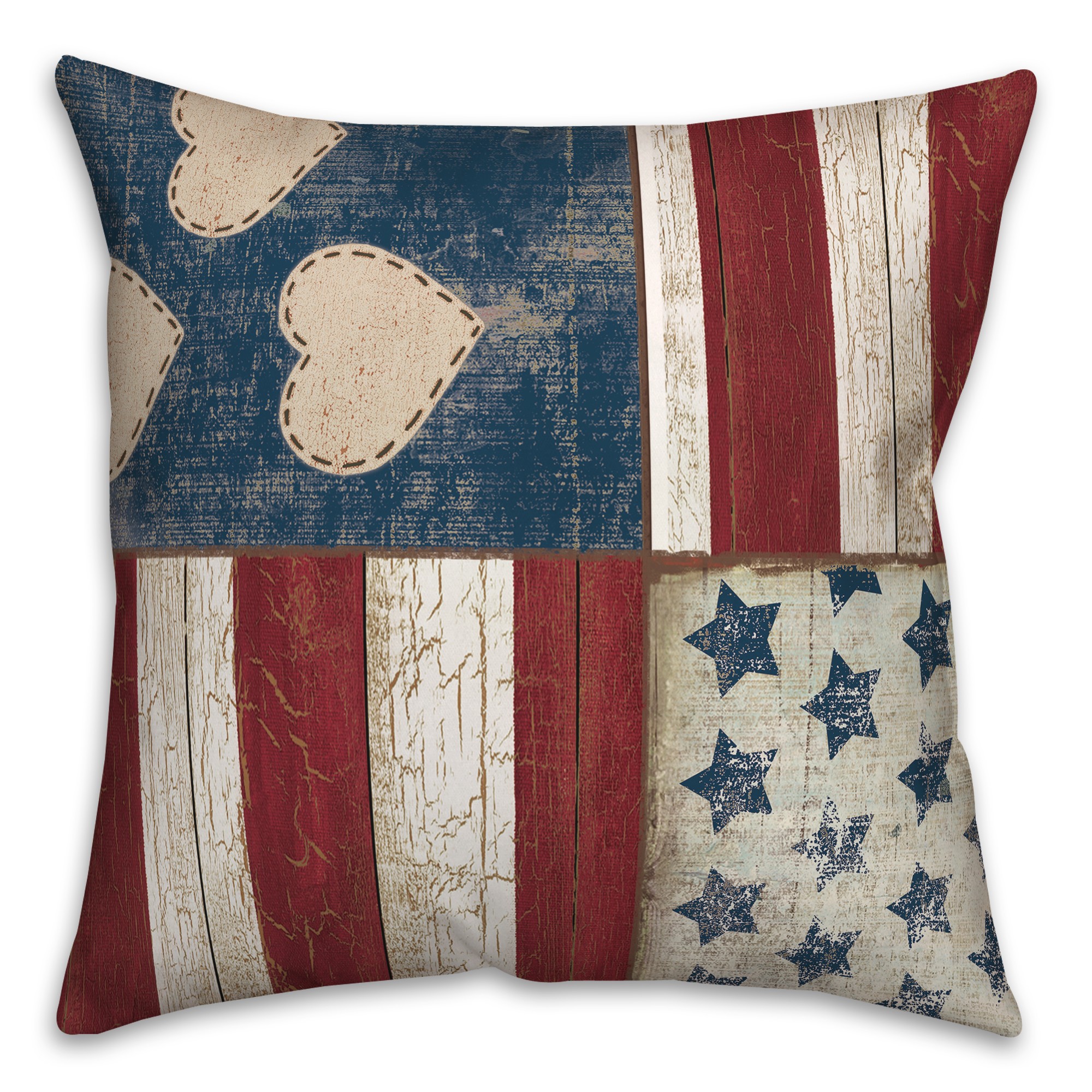 Americana Distressed Wood 18x18 Spun Poly Pillow