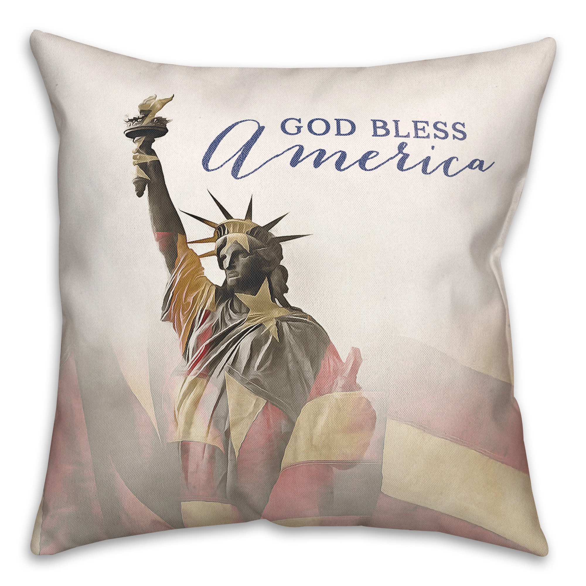 Statue of Liberty American Flag 18x18 Spun Poly Pillow