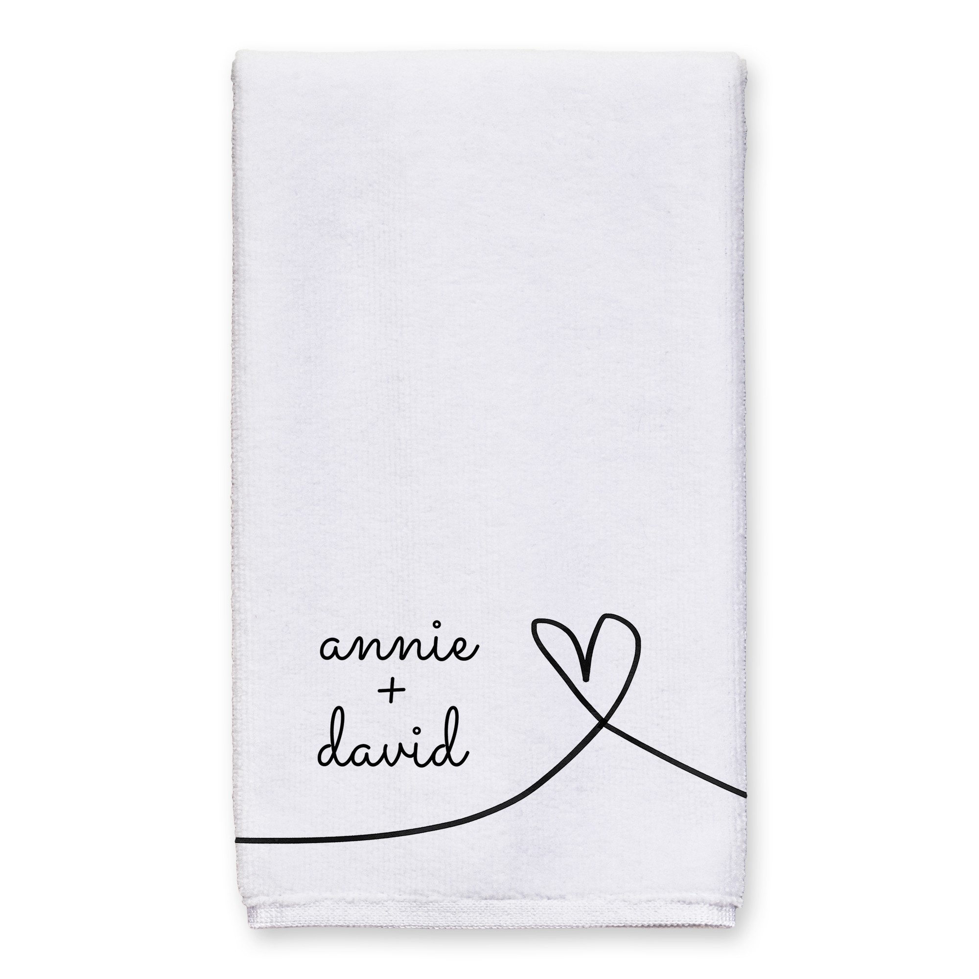Heart Line Names 16x25 Personalized Towel