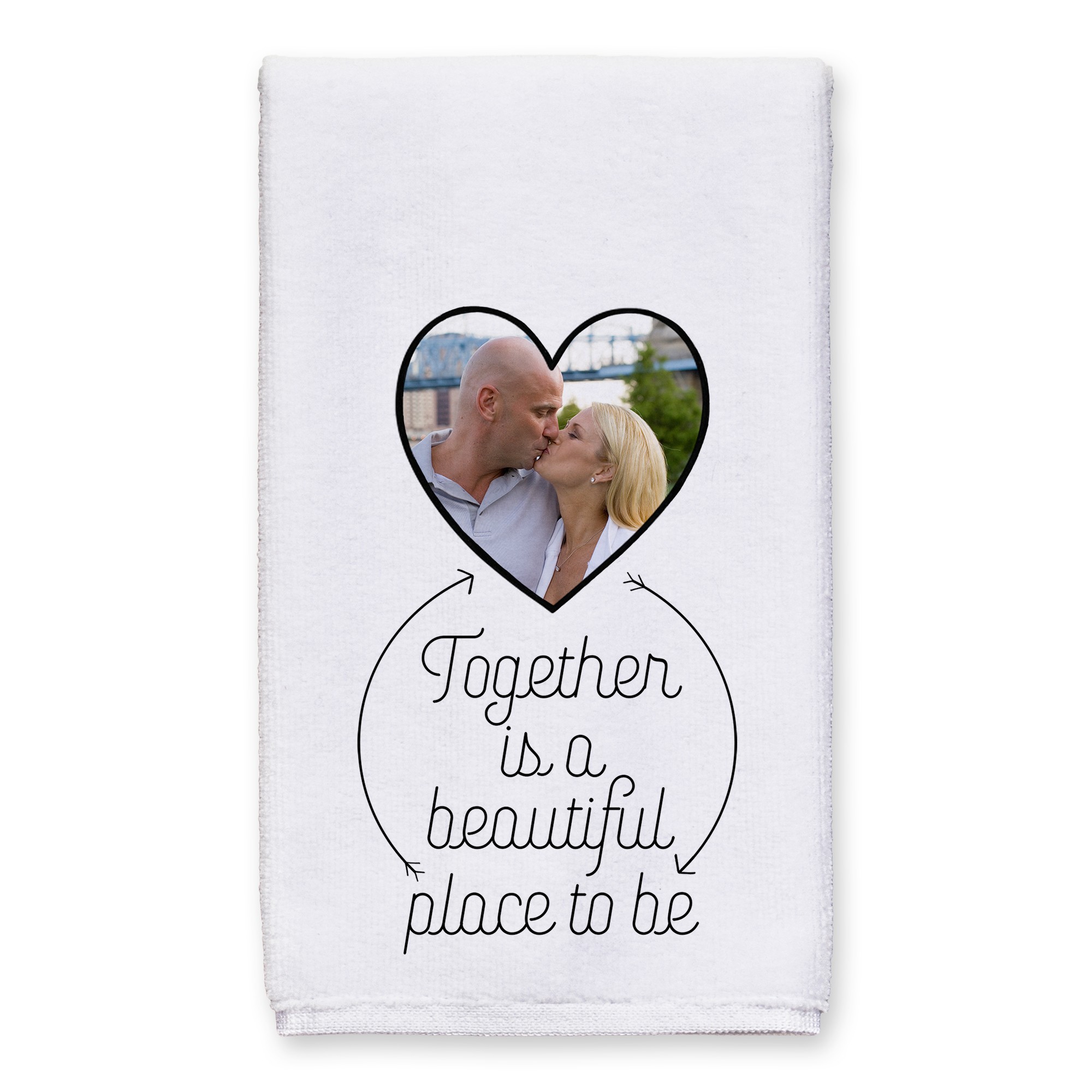 Together Heart Picture 16x25 Personalized Towel