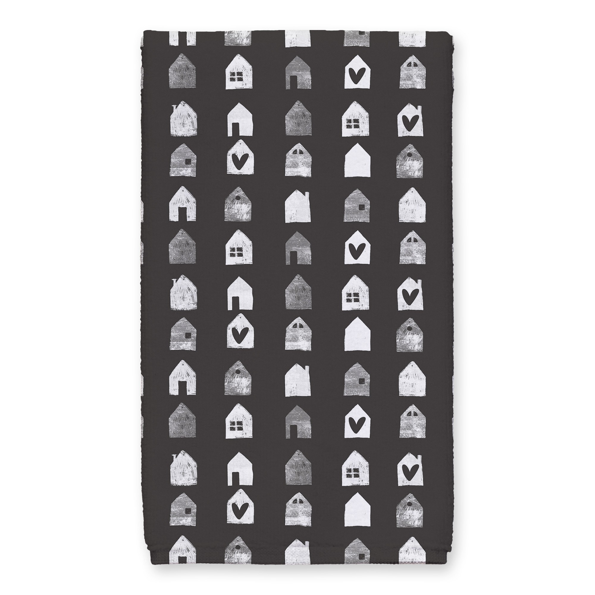 Grey and White Heart Pattern 16x25 Towel