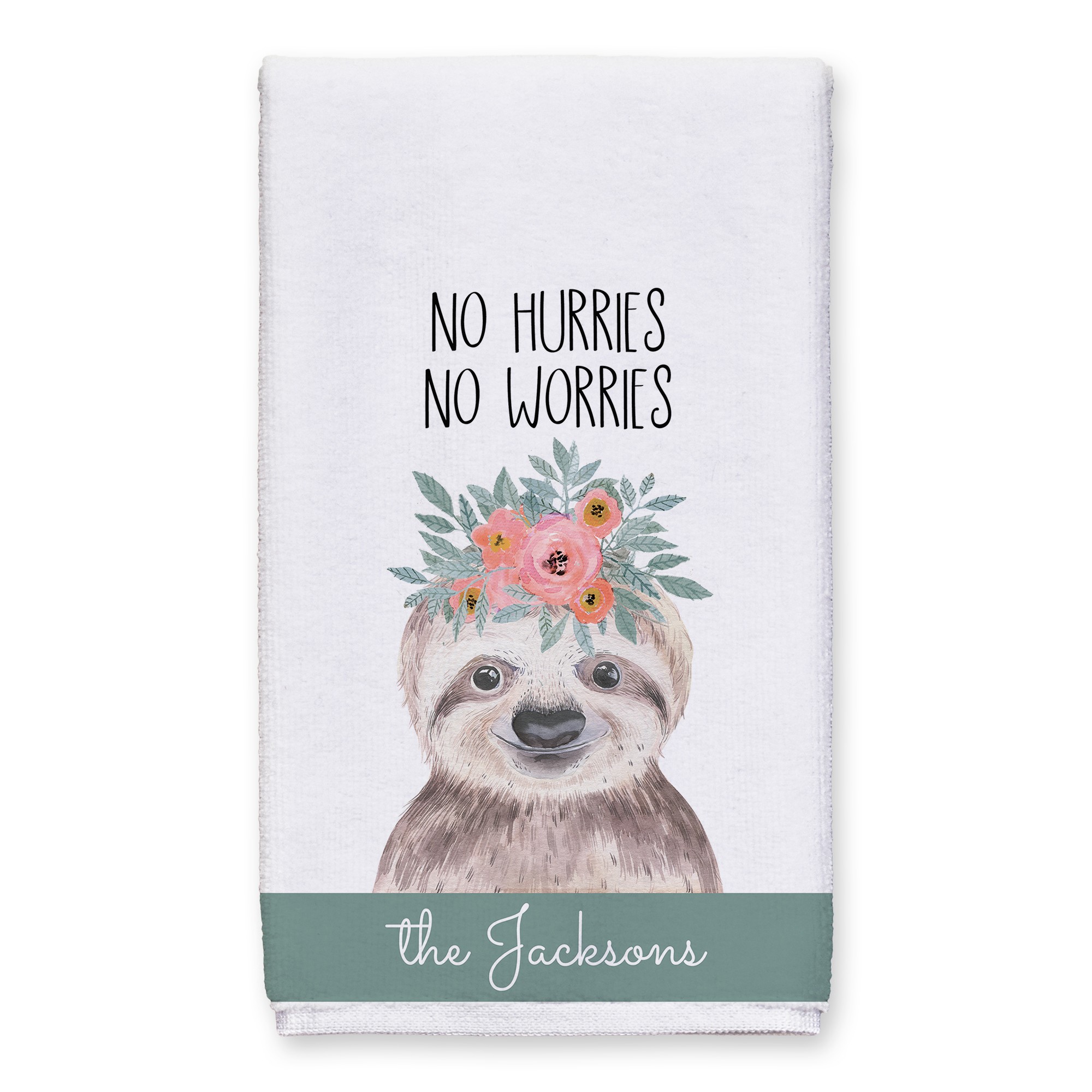 No Hurries No Worries Sloth 16x25 Personalized Towel
