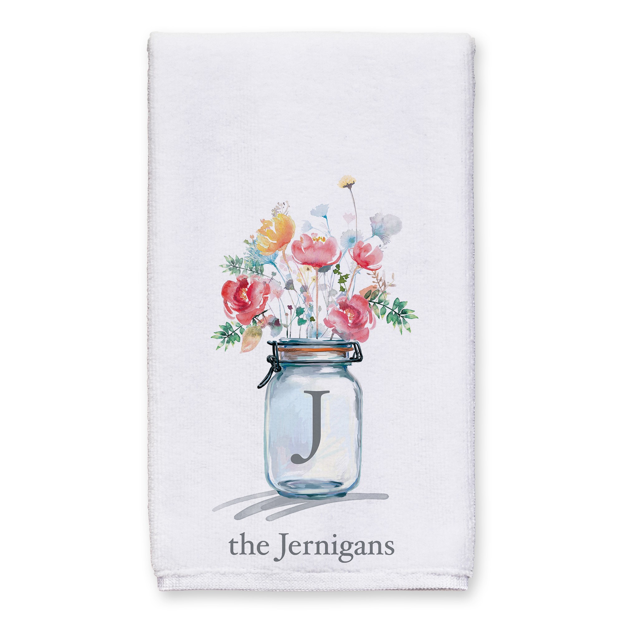 Monogram Mason Jar 16x25 Personalized Towel
