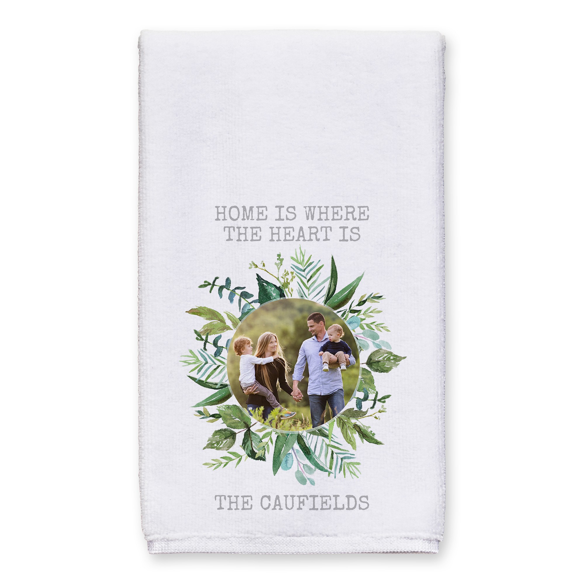 Floral Wreath Home and Heart 16x25 Personalized Towel