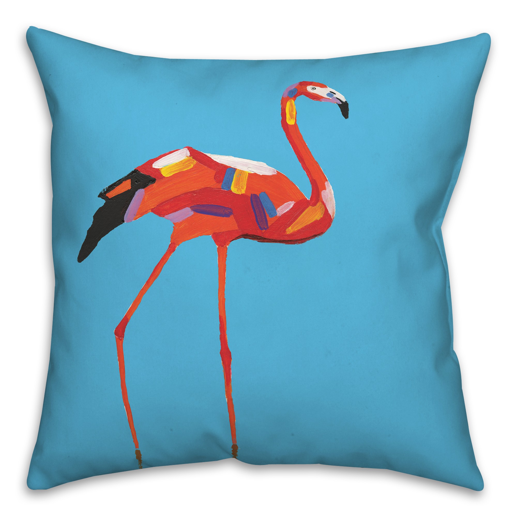 Colorful Flamingo with Blue 20x20 Indoor / Outdoor Pillow