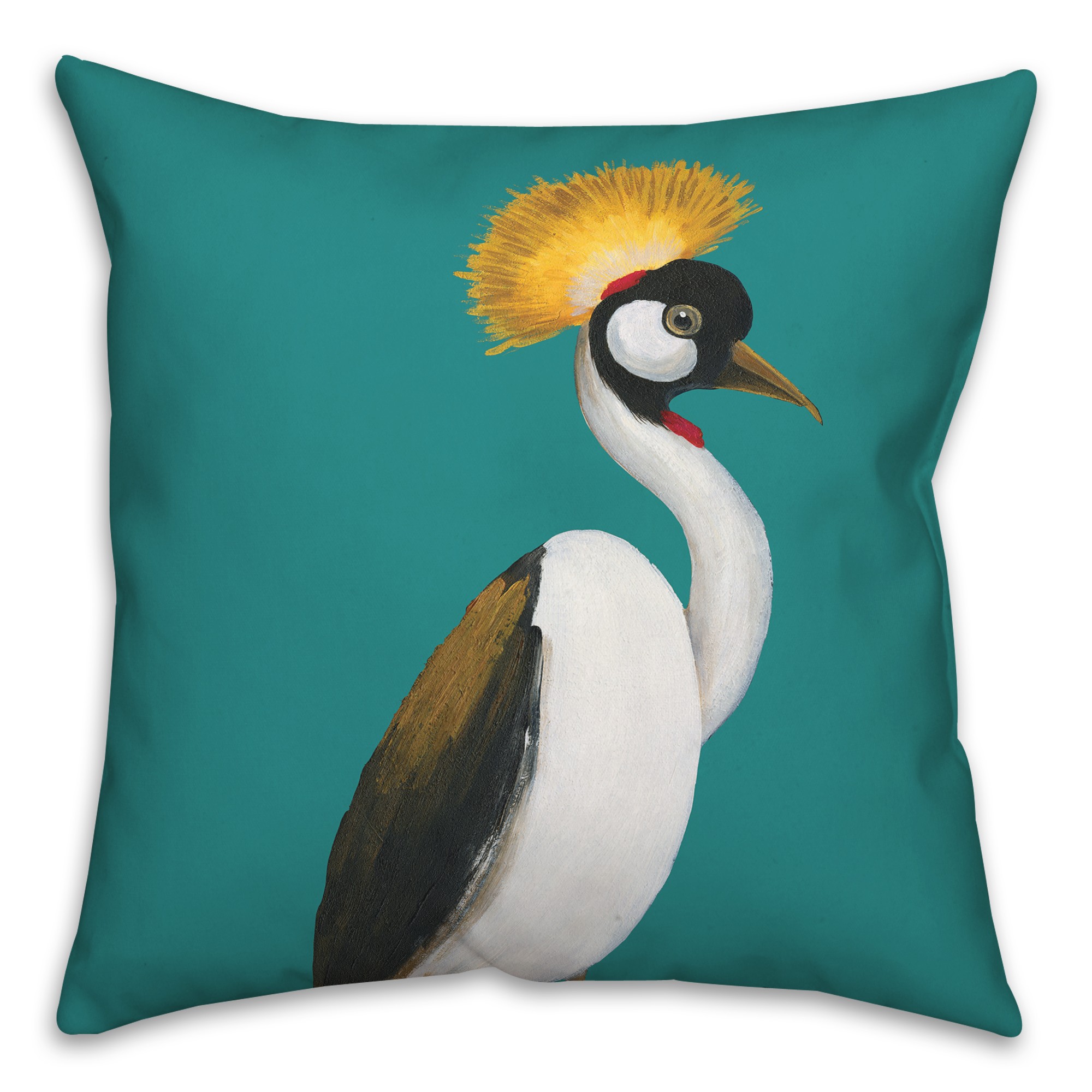 Painted Bird on Teal 20x20 Indoor / Outdoor Pillow
