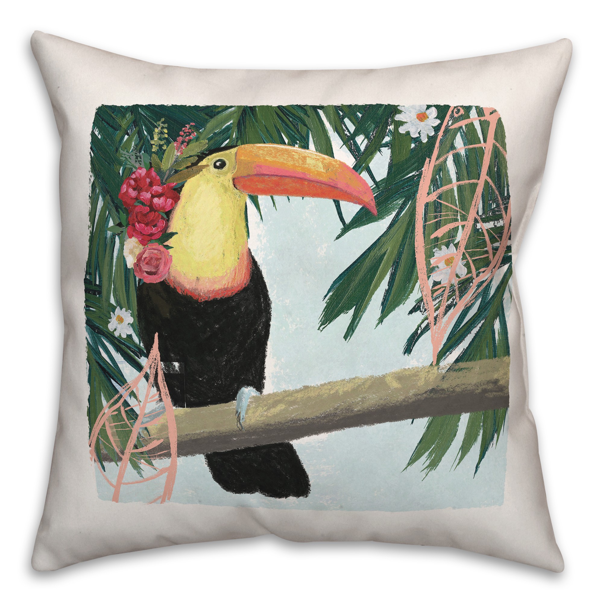 Toucan In Jungle 20x20 Indoor / Outdoor Pillow