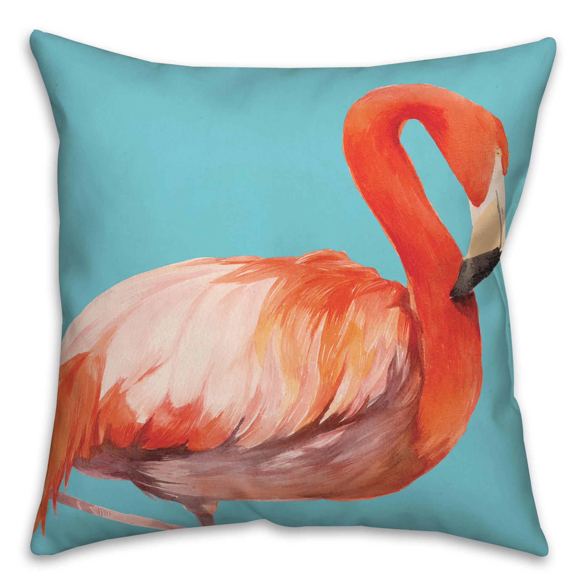 Watercolor Flamingo on Blue 20x20 Indoor / Outdoor Pillow