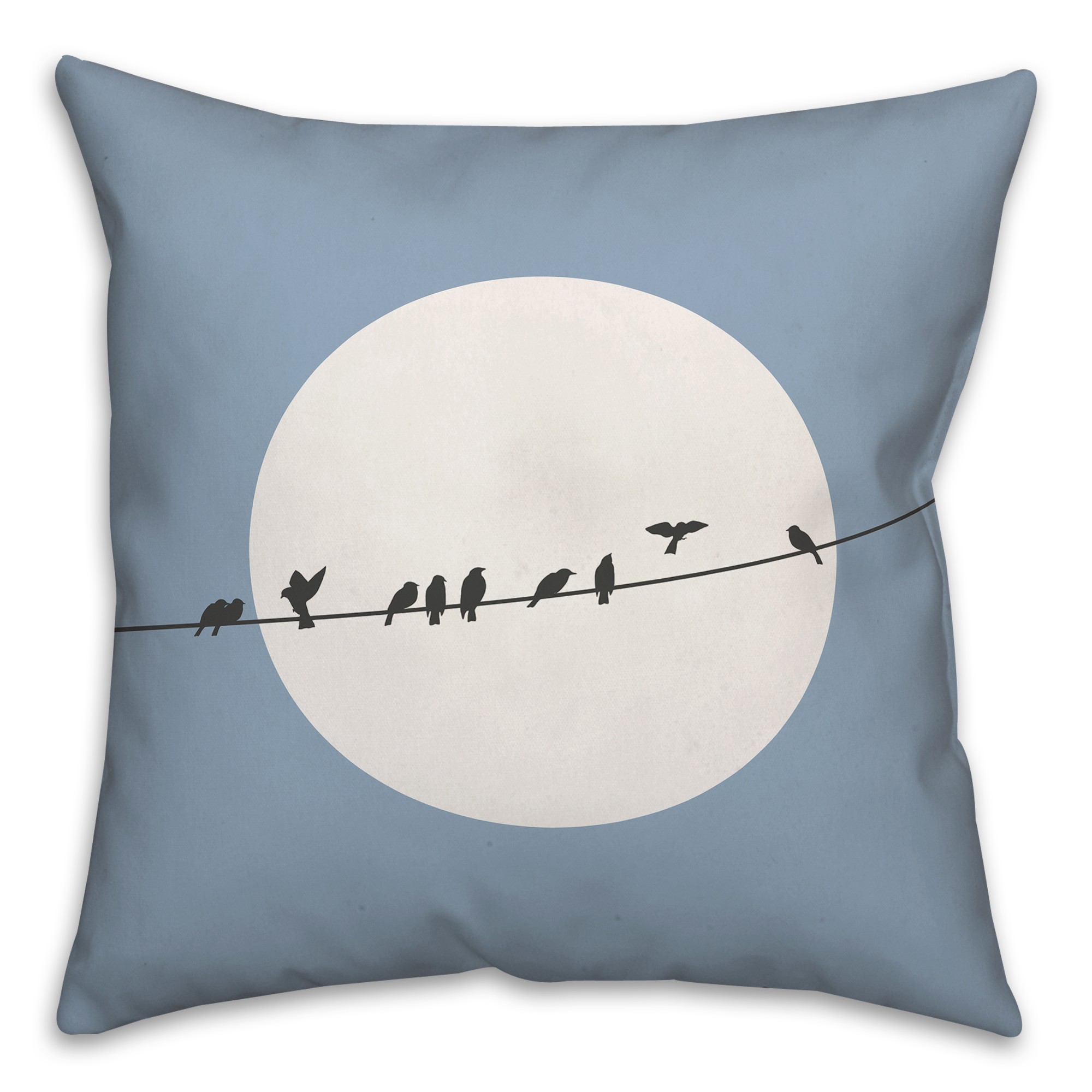 Blue Circle Birds on a Line 20x20 Indoor / Outdoor Pillow