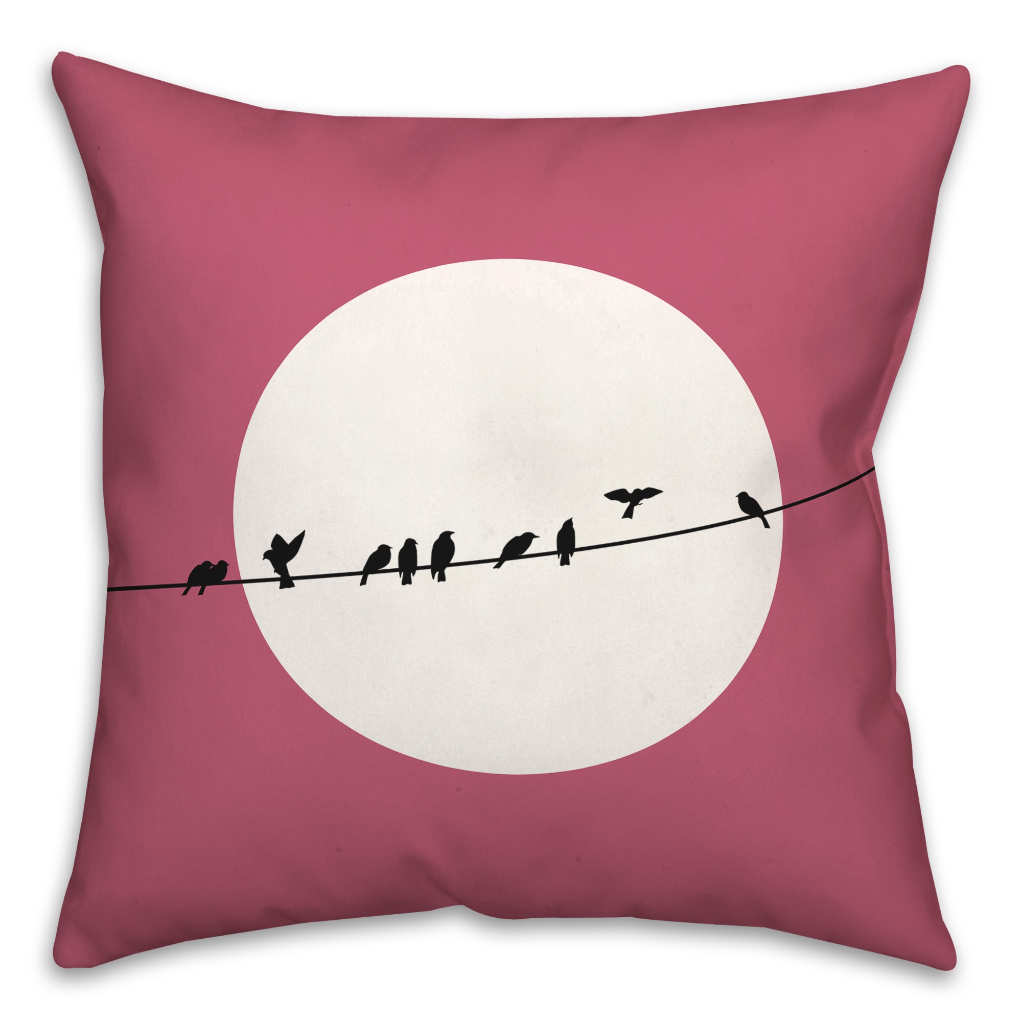 Pink Circle Birds on a Line 20x20 Indoor / Outdoor Pillow