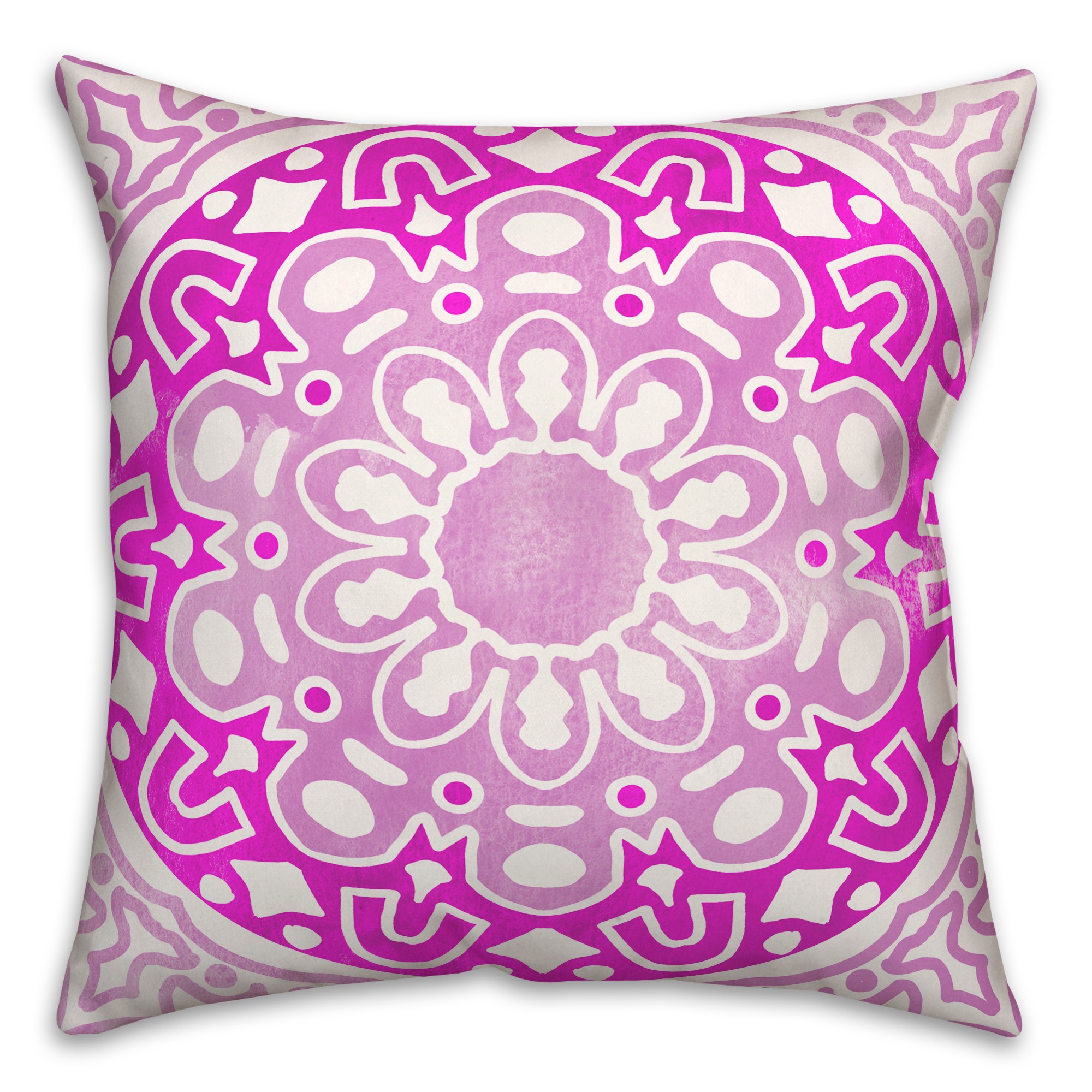Funky Mandala Pink Magenta 20x20 Indoor / Outdoor Pillow