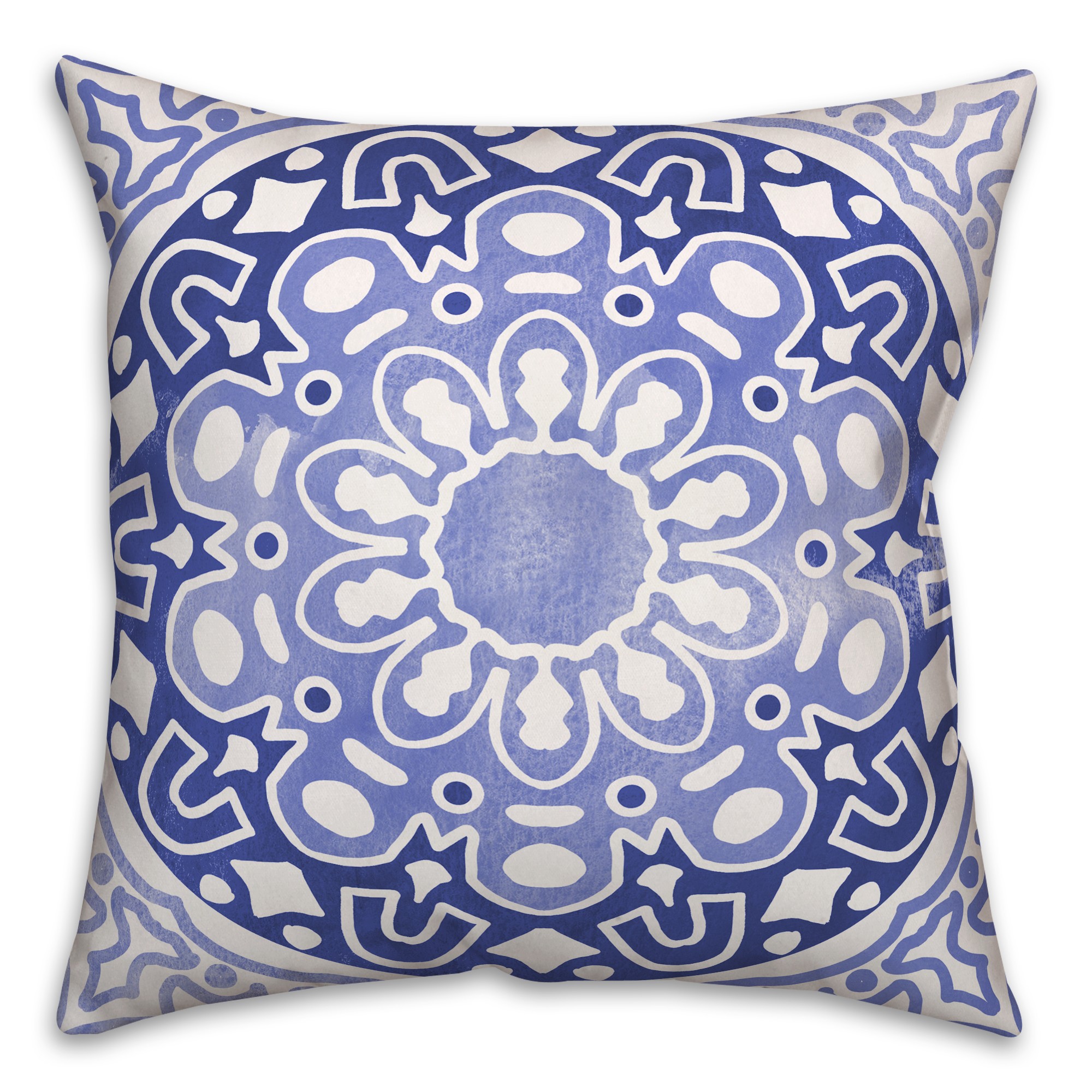 Funky Mandala Navy Gray 20x20 Indoor / Outdoor Pillow
