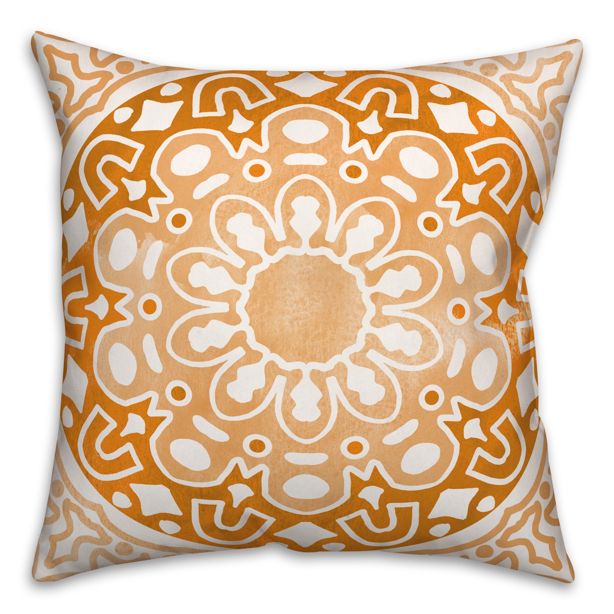 Funky Mandala Orange Terracotta 20x20 Indoor / Outdoor Pillow