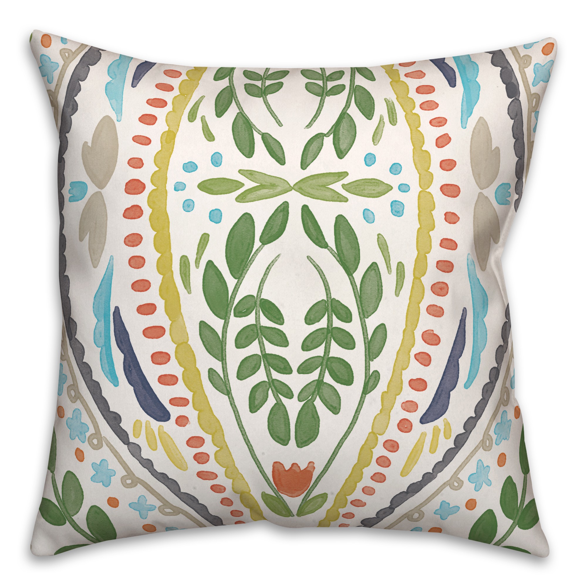 White Background Folk Pattern 20x20 Indoor / Outdoor Pillow