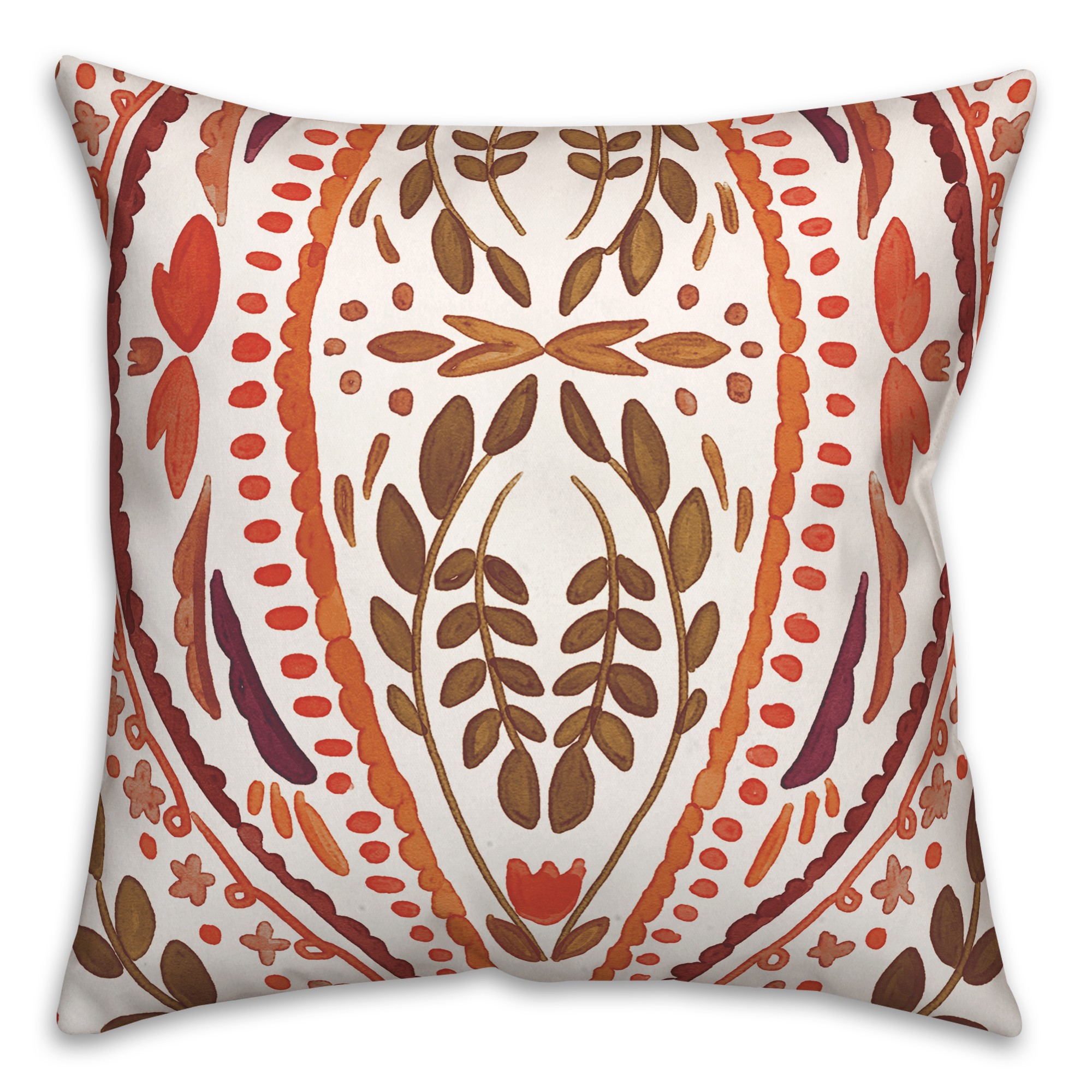Red Folk Pattern 20x20 Indoor / Outdoor Pillow