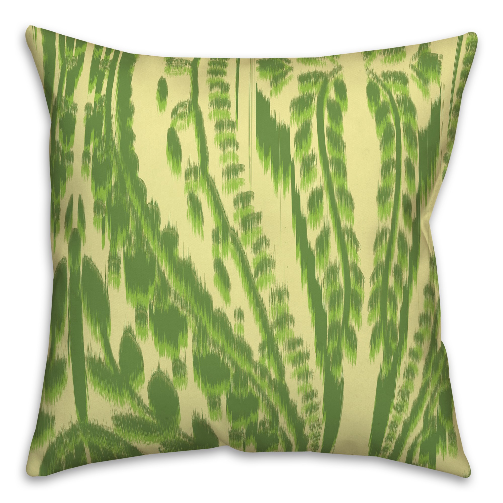 Large Ikat Lime Green Pattern 20x20 Indoor / Outdoor Pillow