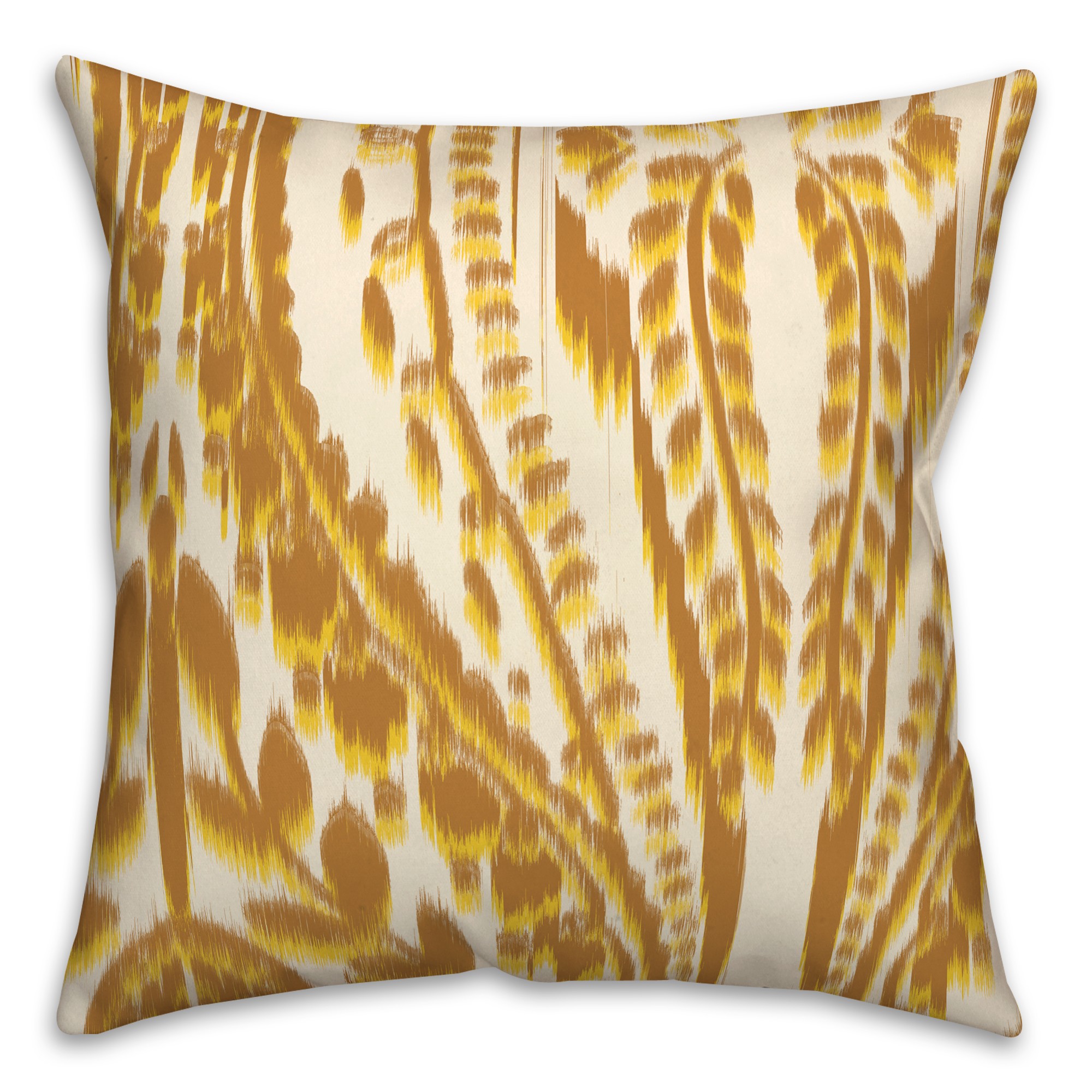 Large Ikat Orange Yellow Pattern 20x20 Indoor / Outdoor Pillow