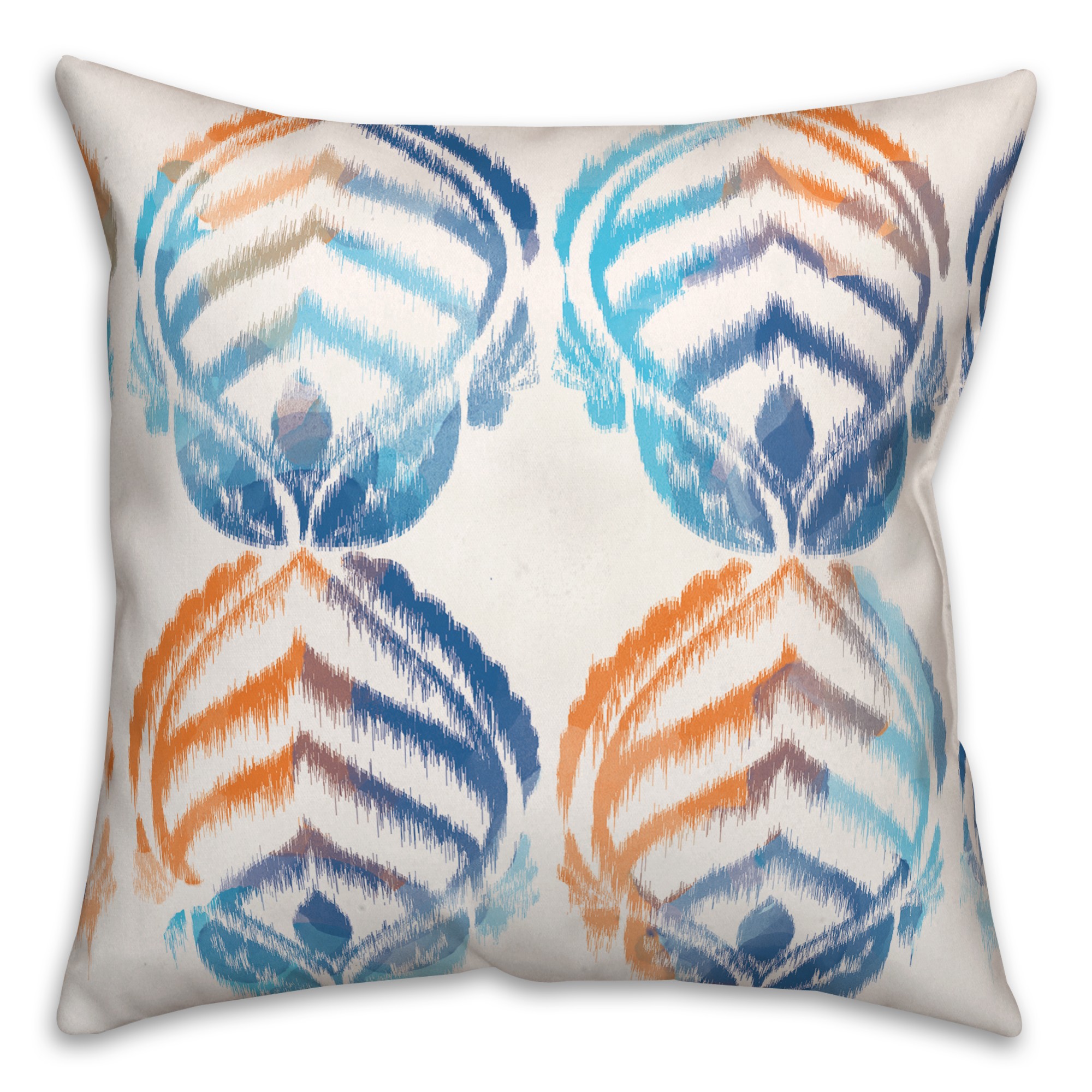 Blue and Orange Leaf Pattern 20x20 Indoor / Outdoor Pillow