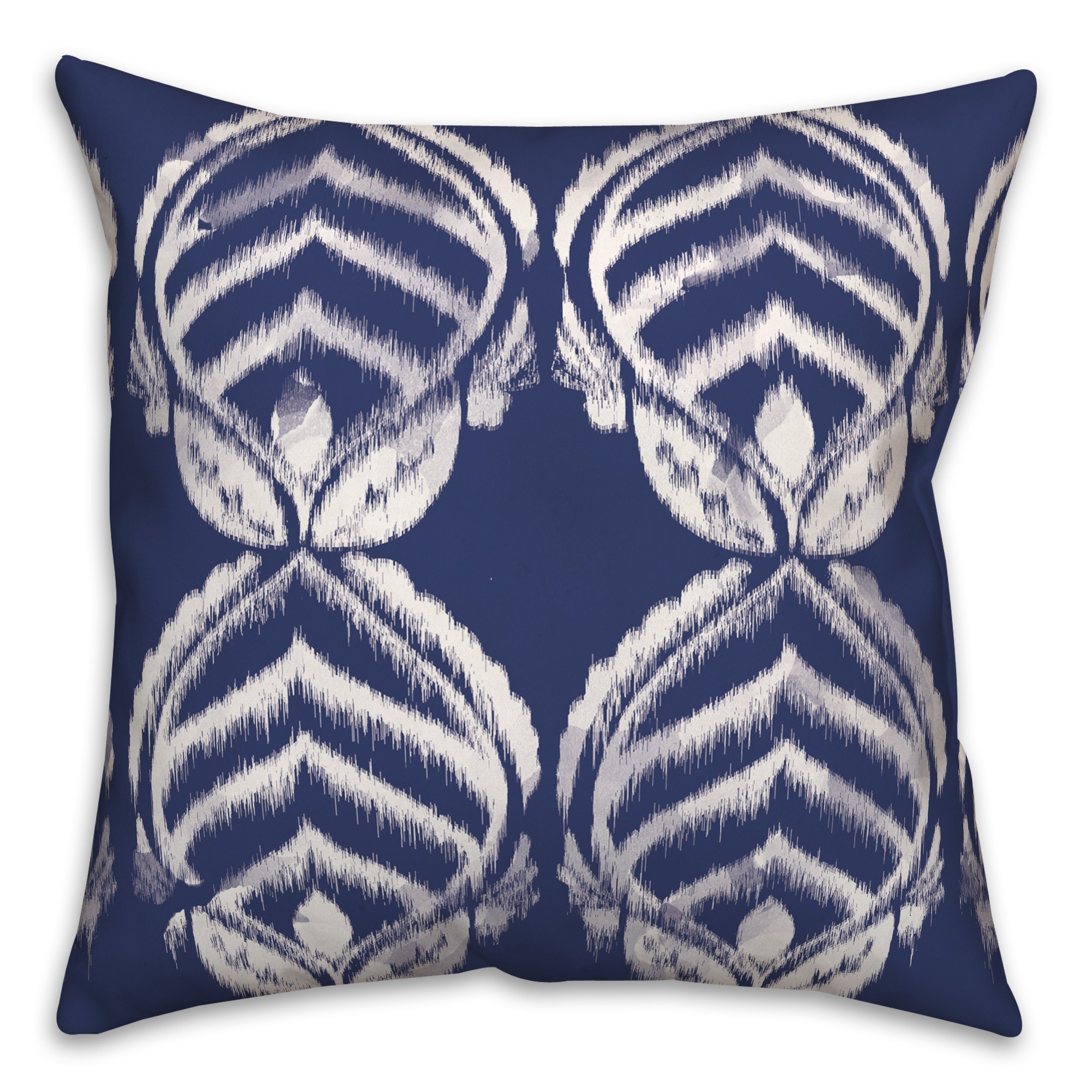 Navy and White Leaf Pattern 20x20 Indoor / Outdoor Pillow