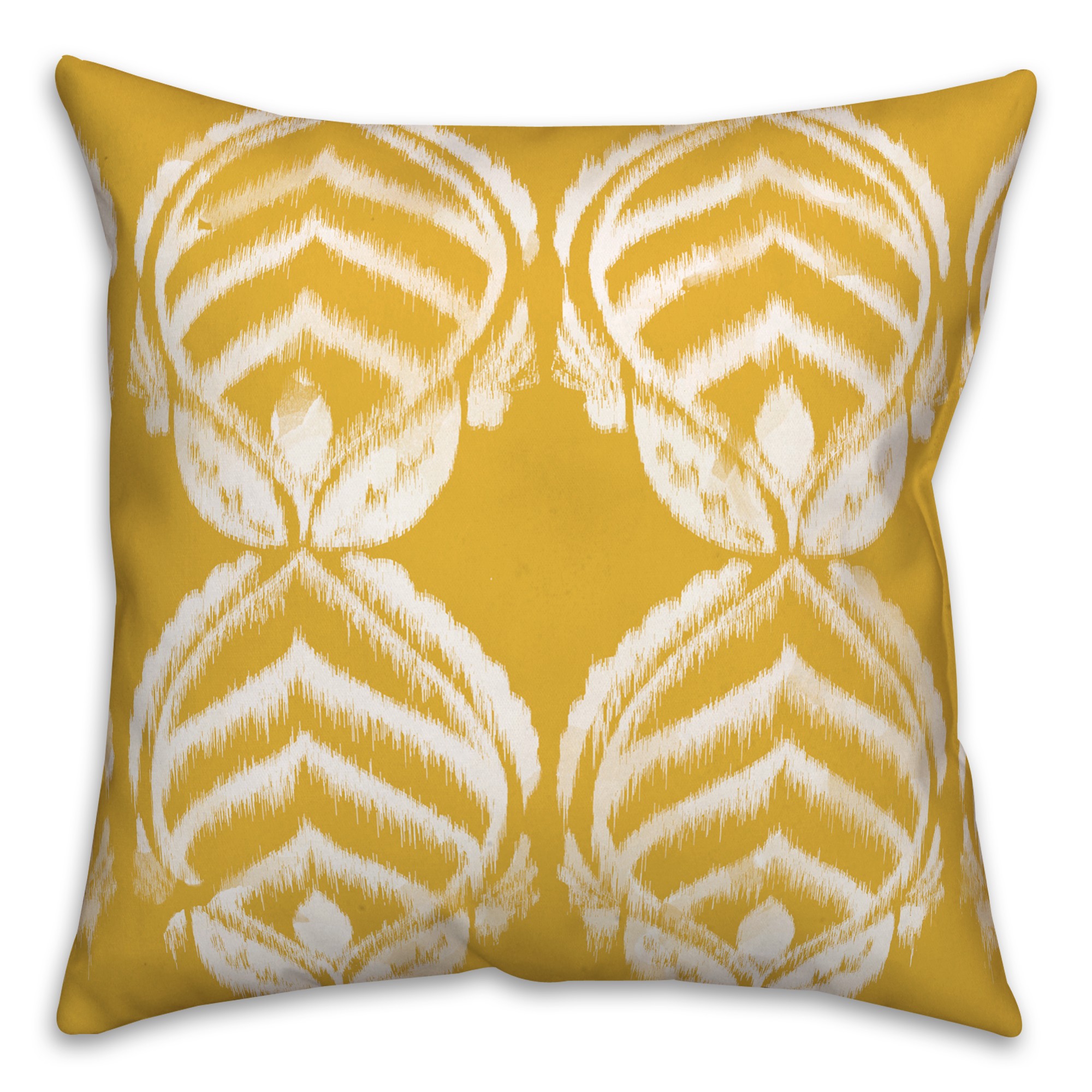 White and Yellow Leaf Pattern 20x20 Indoor / Outdoor Pillow