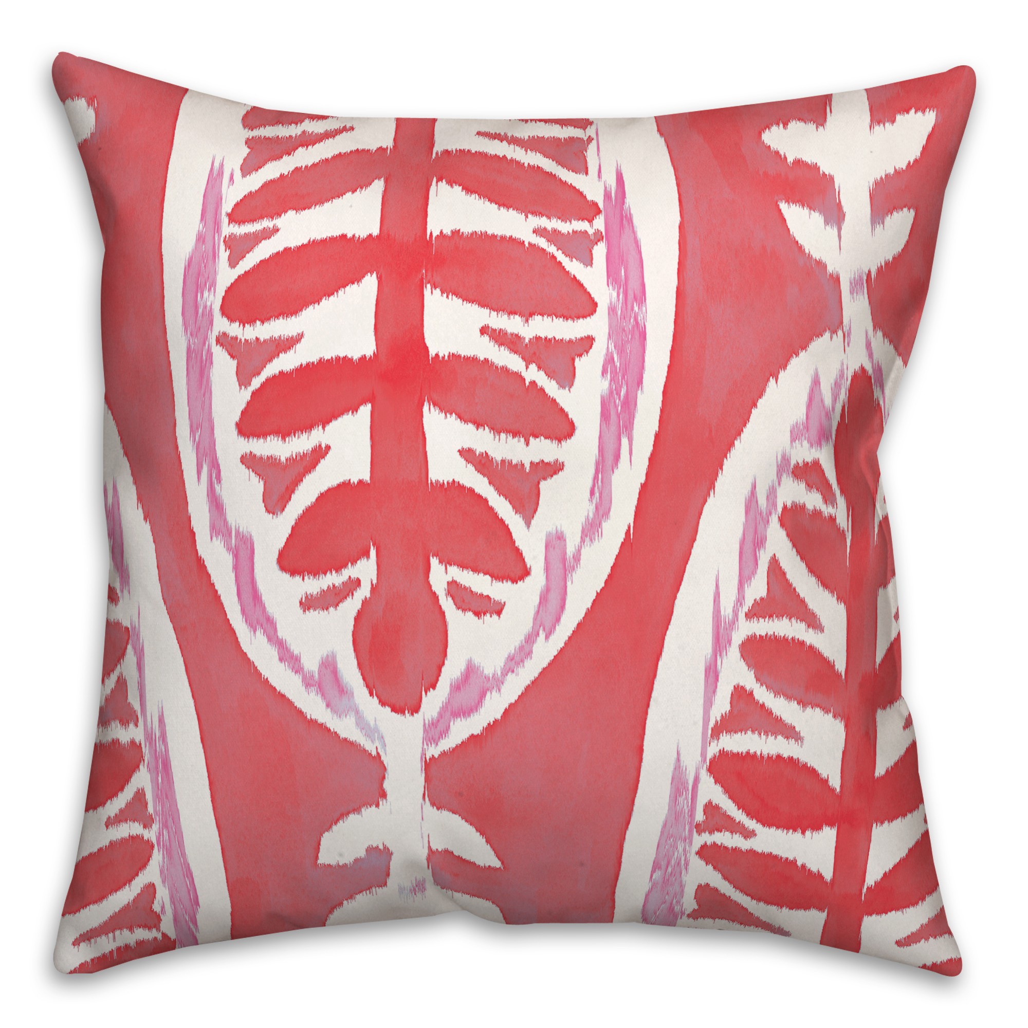 Red and Pink Leaf Pattern 20x20 Indoor / Outdoor Pillow