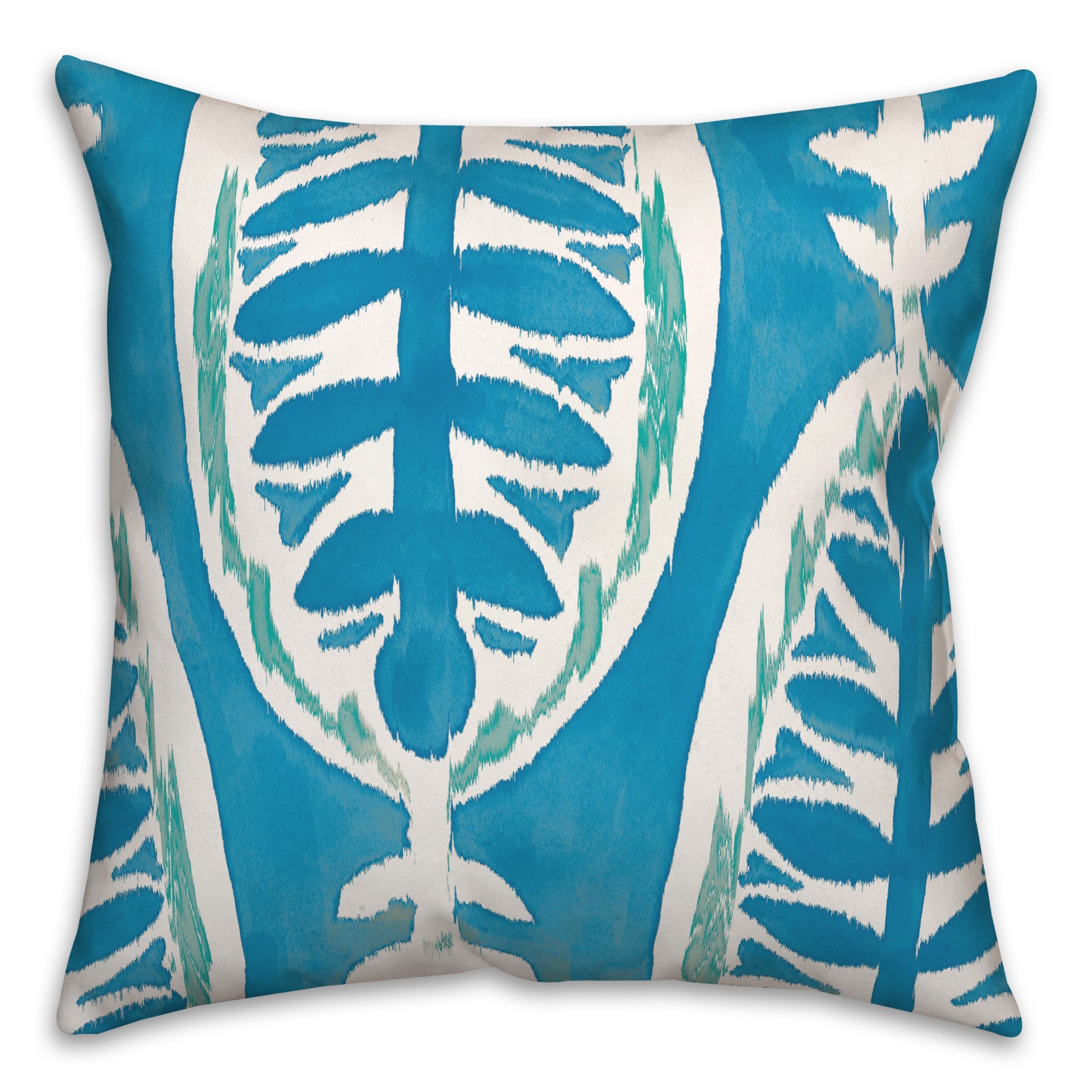 Teal and Green Leaf Pattern 20x20 Indoor / Outdoor Pillow