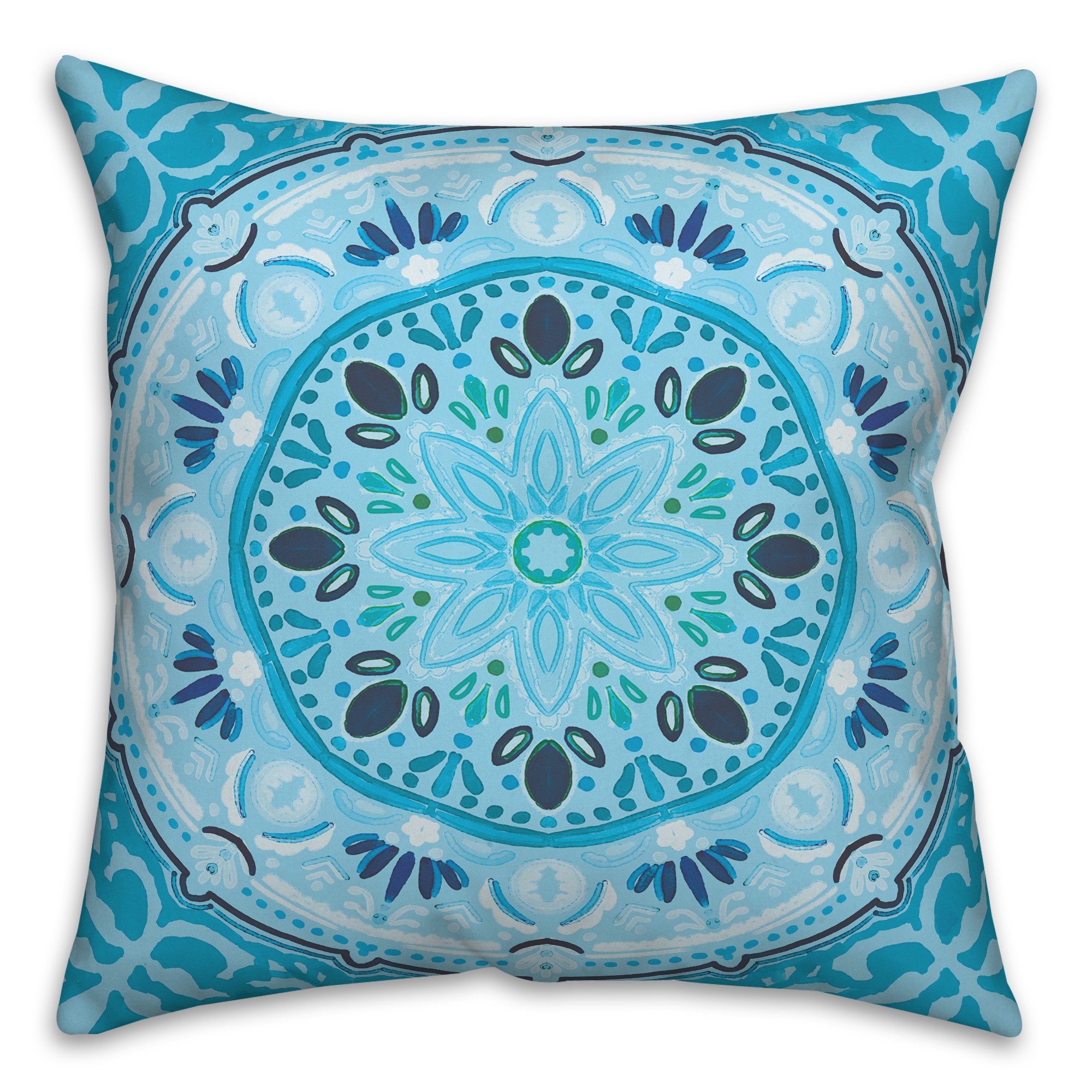 Blue Ornate Medallion 20x20 Indoor / Outdoor Pillow