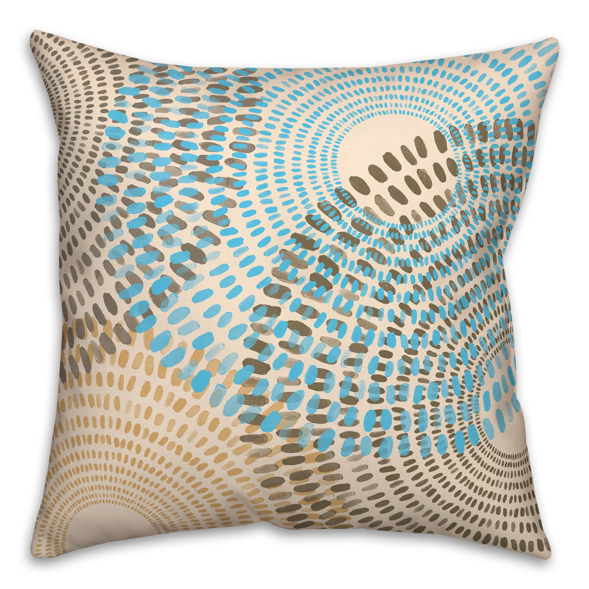 Blue and Tan Dash Circles 20x20 Indoor / Outdoor Pillow