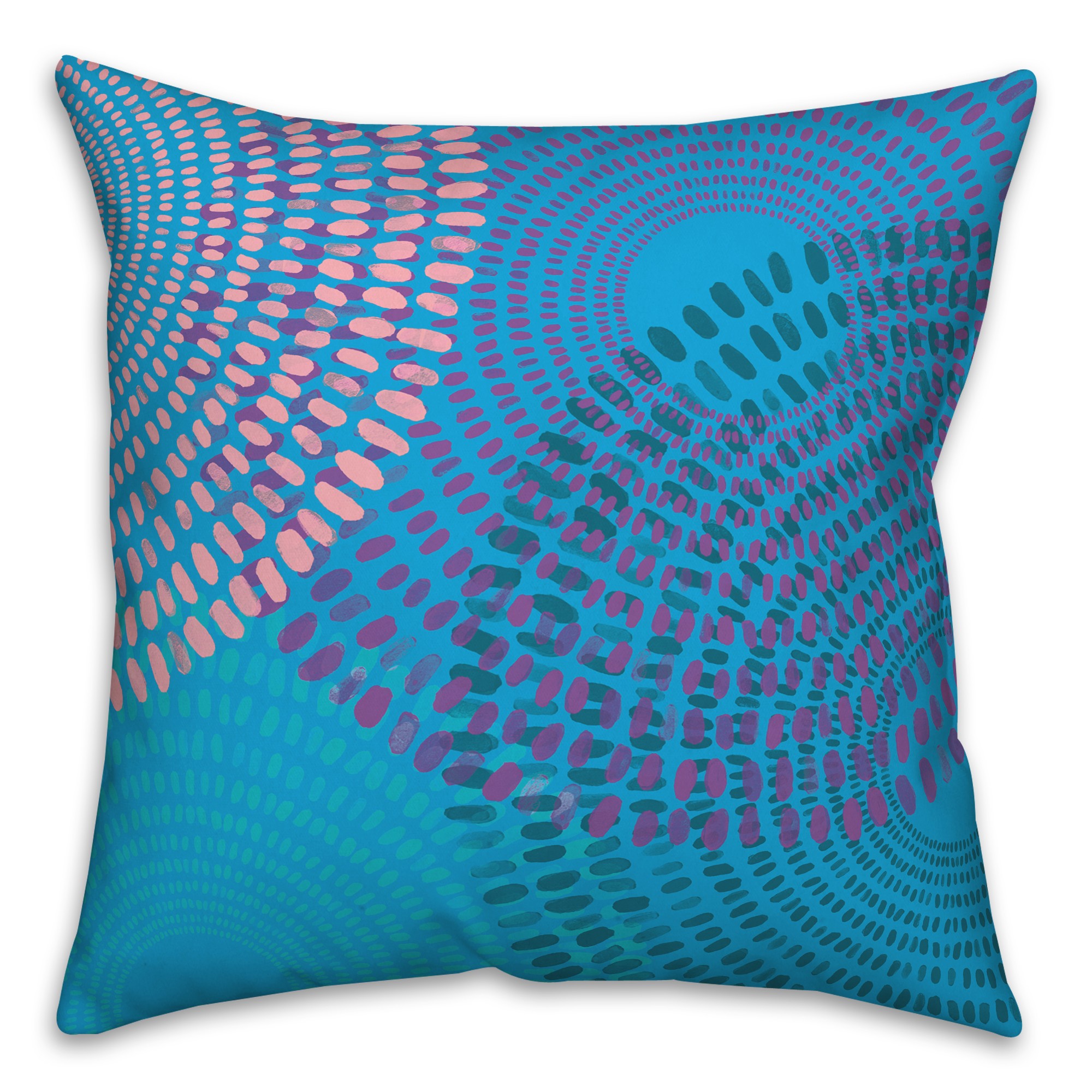 Bright Blue Dash Circles 20x20 Indoor / Outdoor Pillow