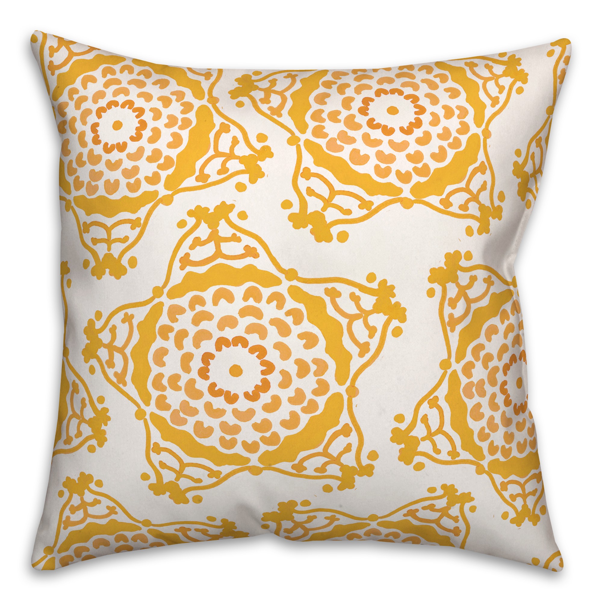 Yellow Star Shape Pattern  20x20 Indoor / Outdoor Pillow