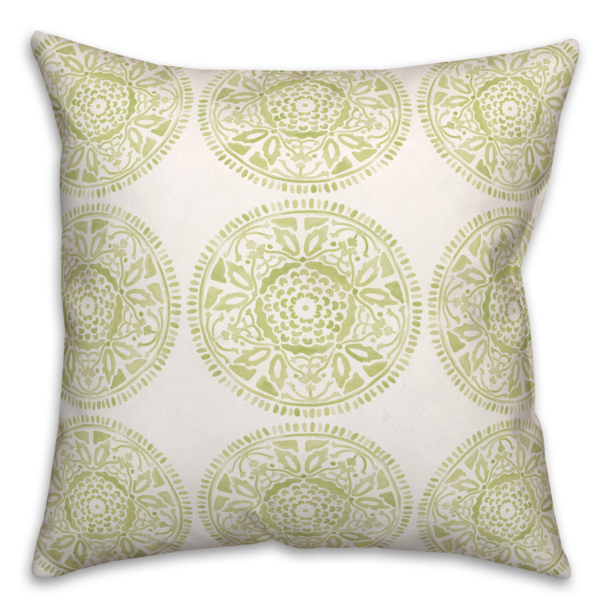 Small Lime Green Pattern Medallions 20x20 Indoor / Outdoor Pillow
