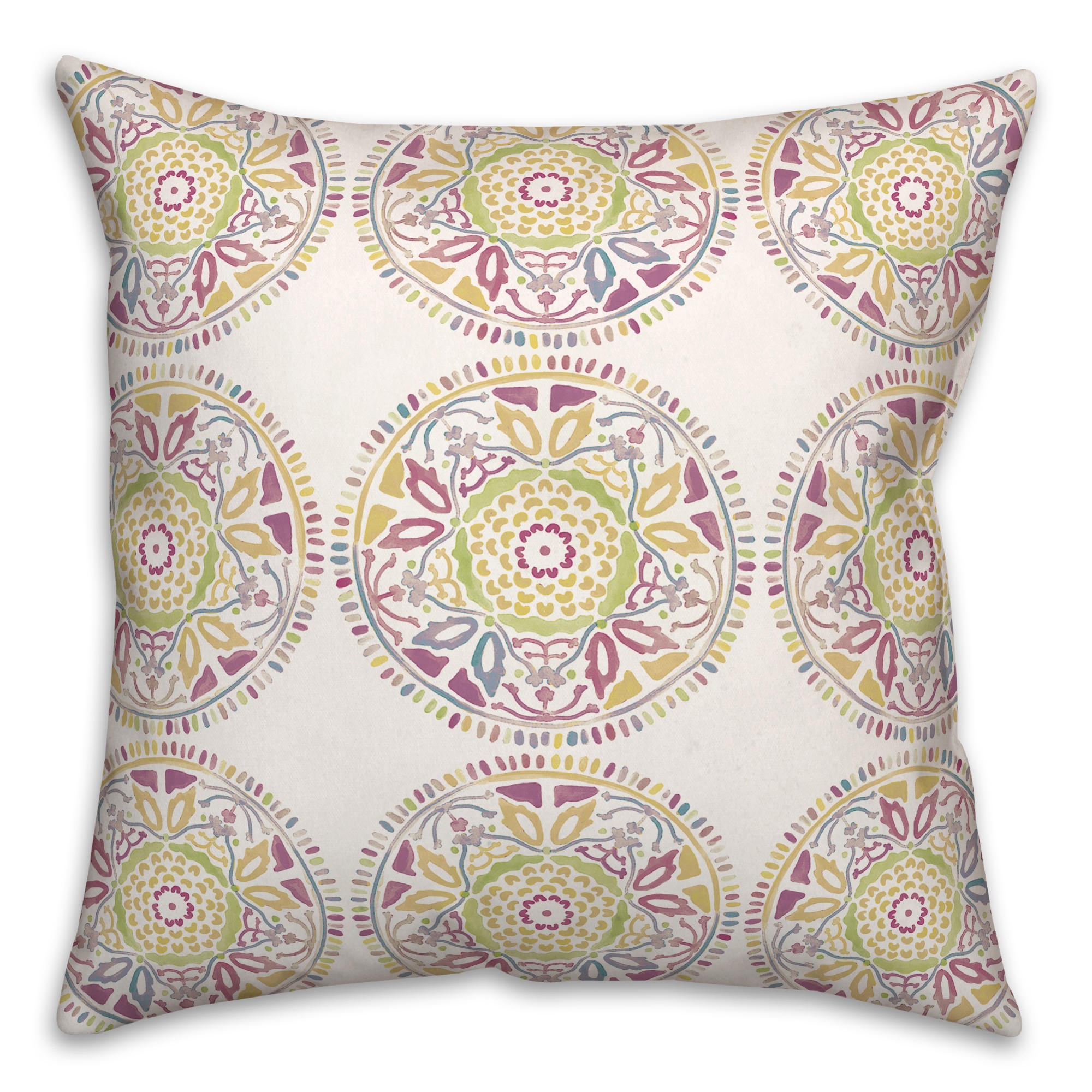 Small Multicolored Pattern Medallions 20x20 Indoor / Outdoor Pillow