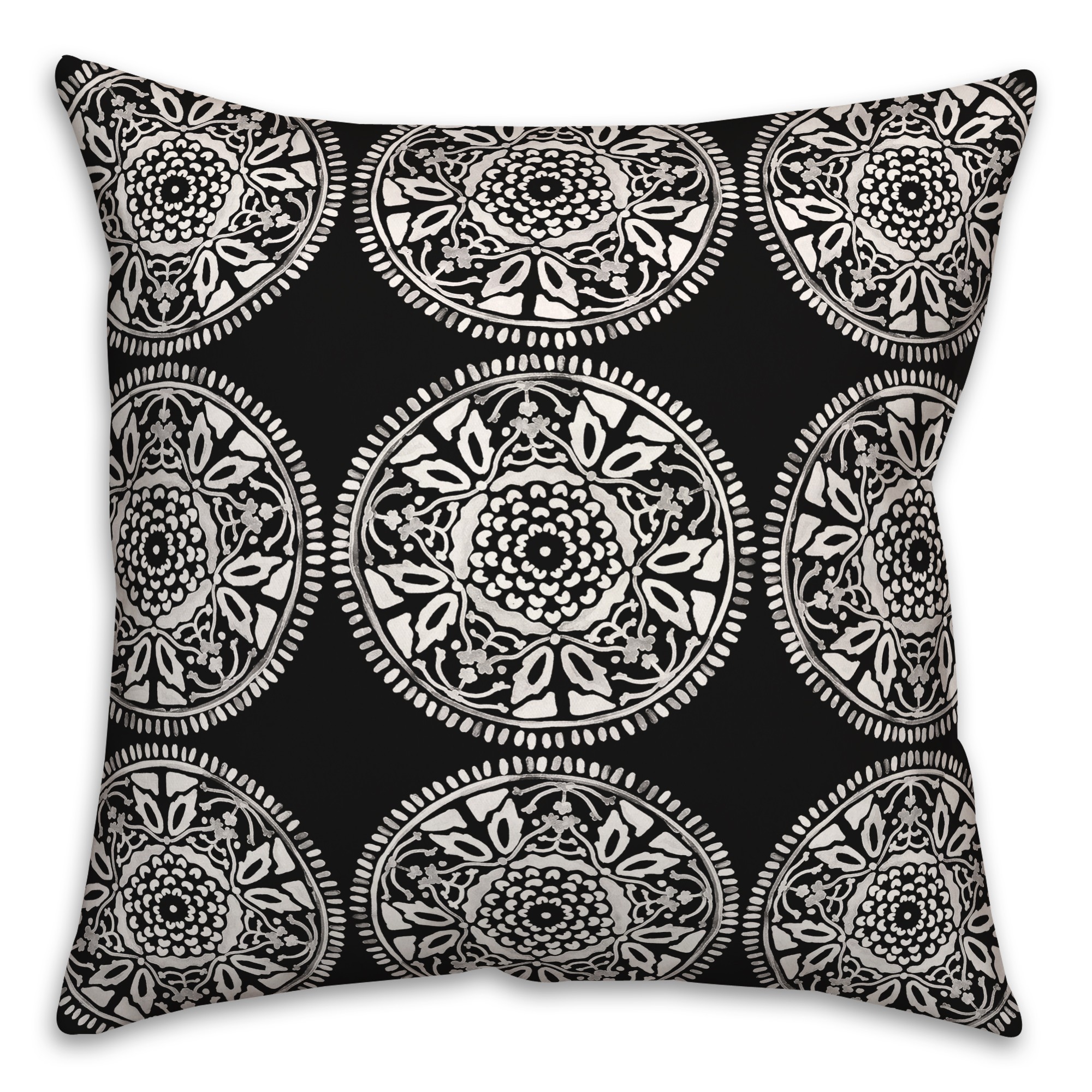 Small White Pattern Medallions 20x20 Indoor / Outdoor Pillow