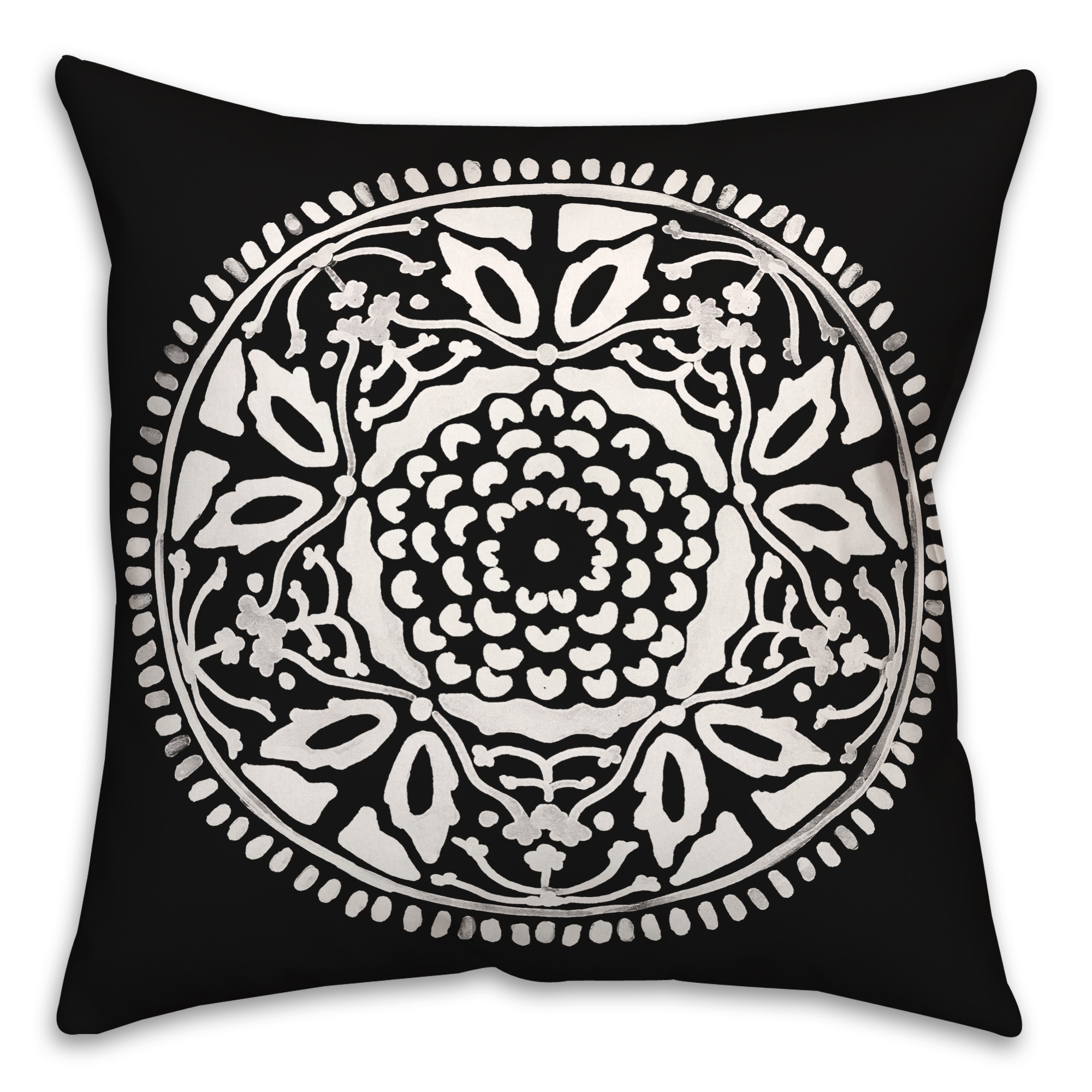 White Watercolor Medallion 20x20 Indoor / Outdoor Pillow