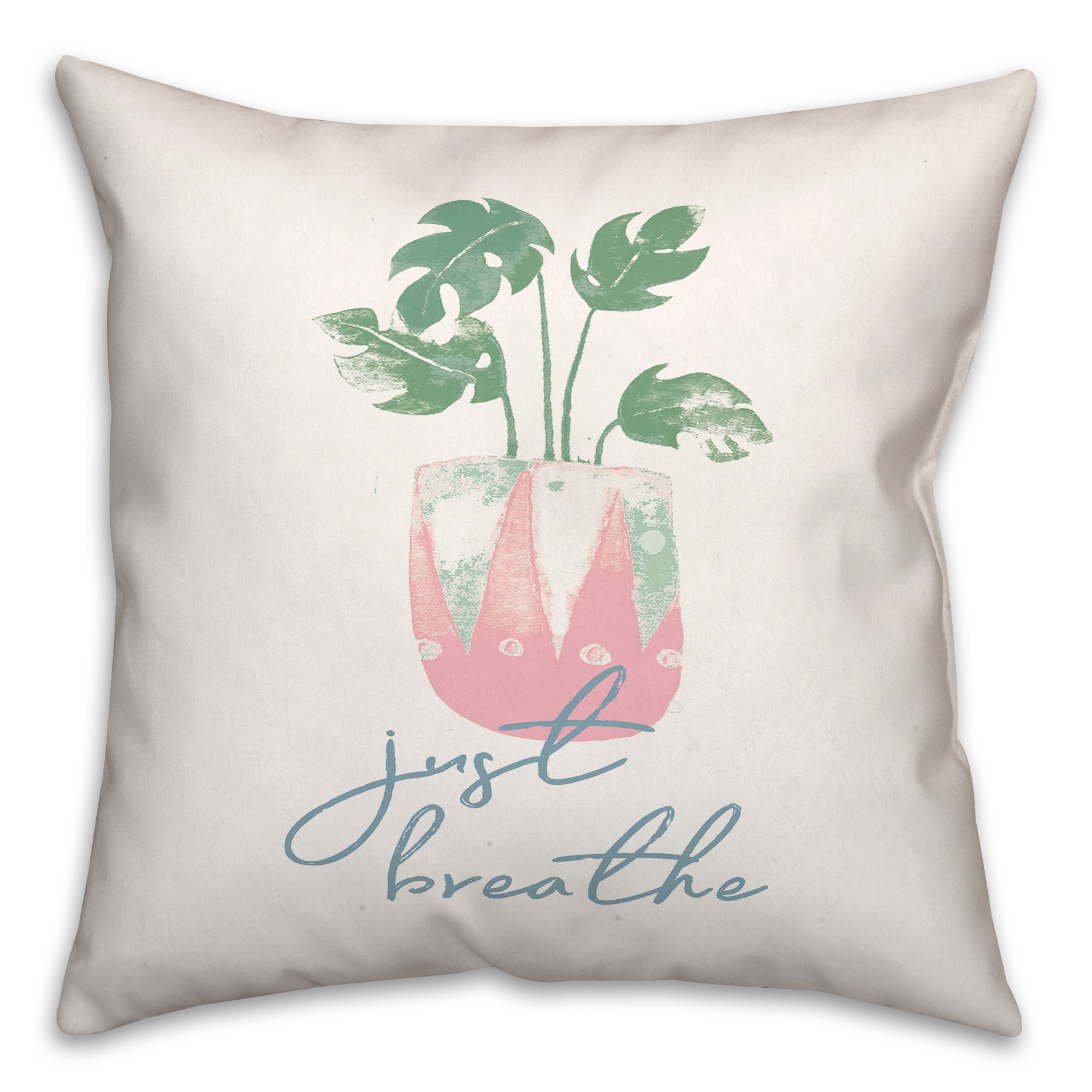 Just Breathe Monstera 18x18 Spun Poly Pillow