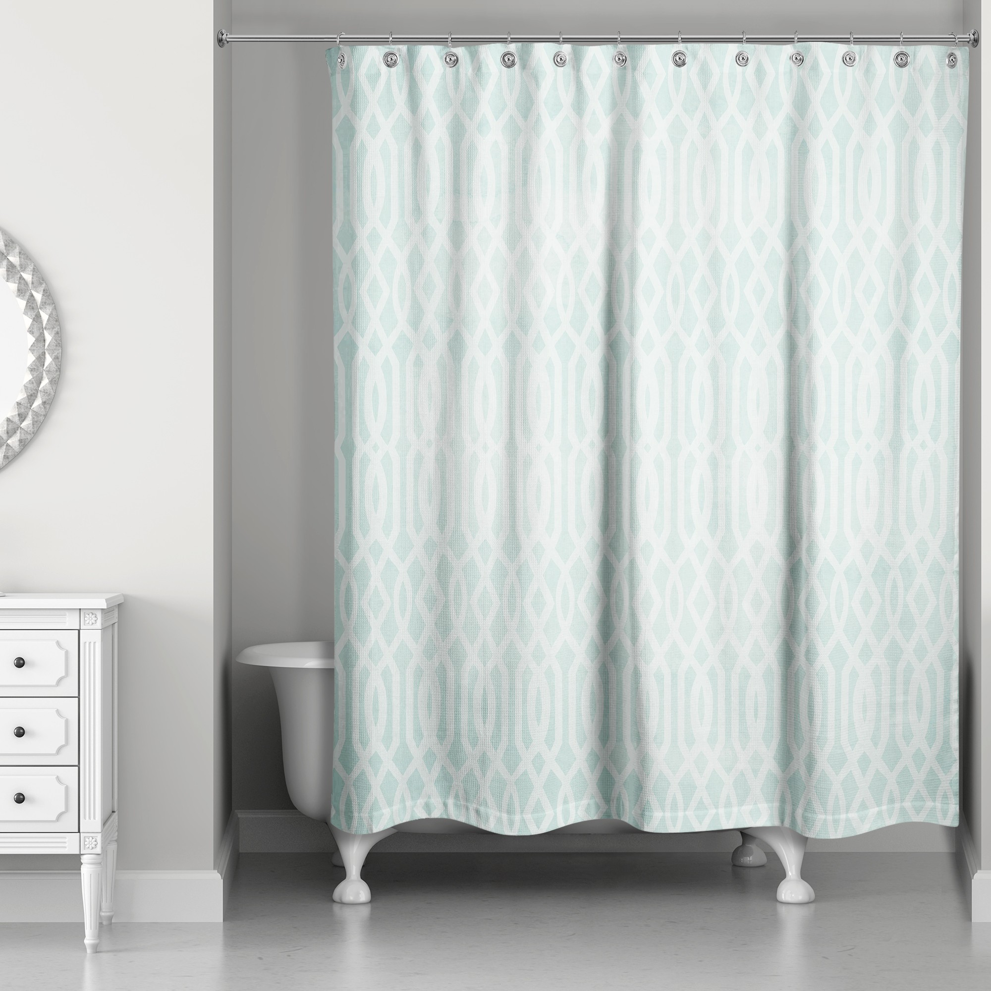Teal Watercolor Pattern 71x74 Shower Curtain